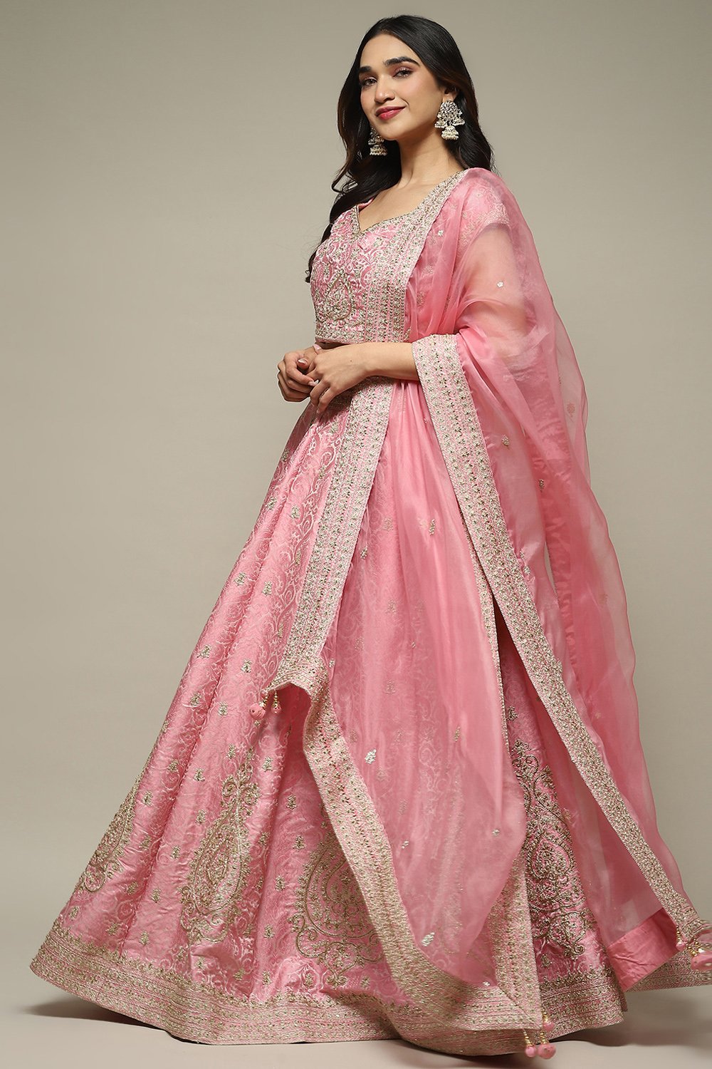 Red Silk Blend Straight Lehenga Set image number 0