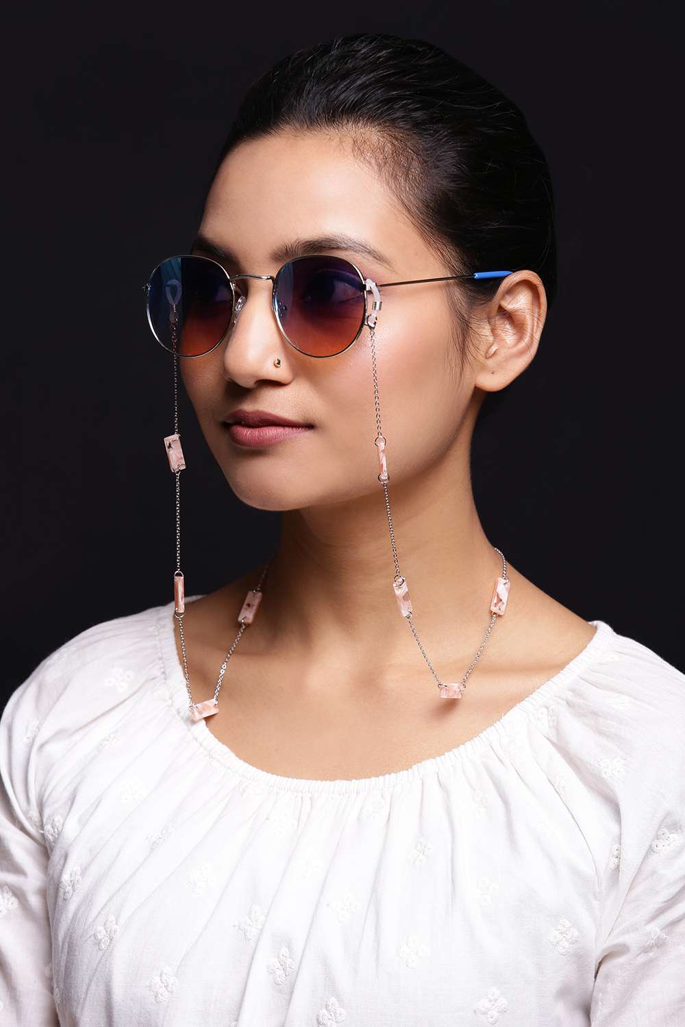 Rhodium Festive Eye Glass Chain image number 0