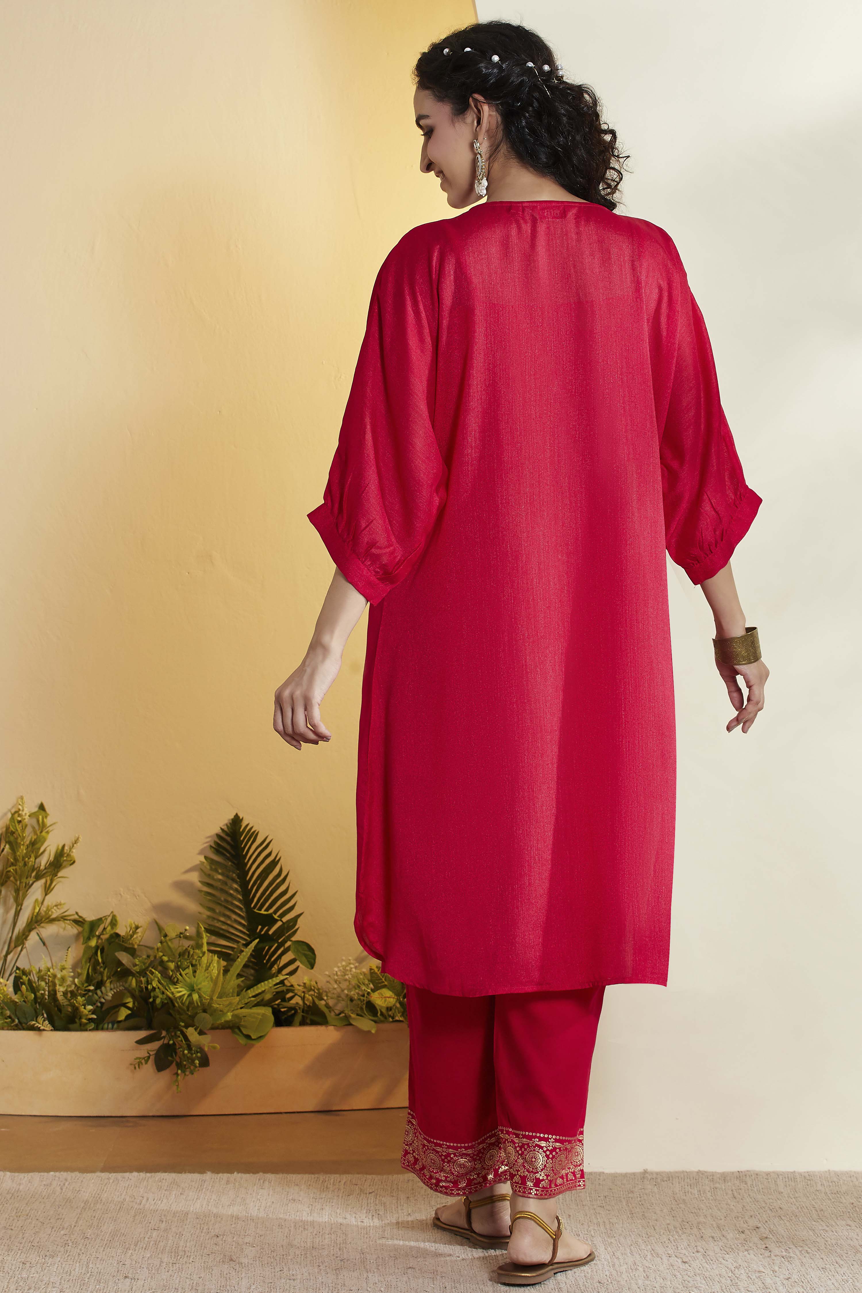 Royal Blue Yandyed Straight Kurta image number 5