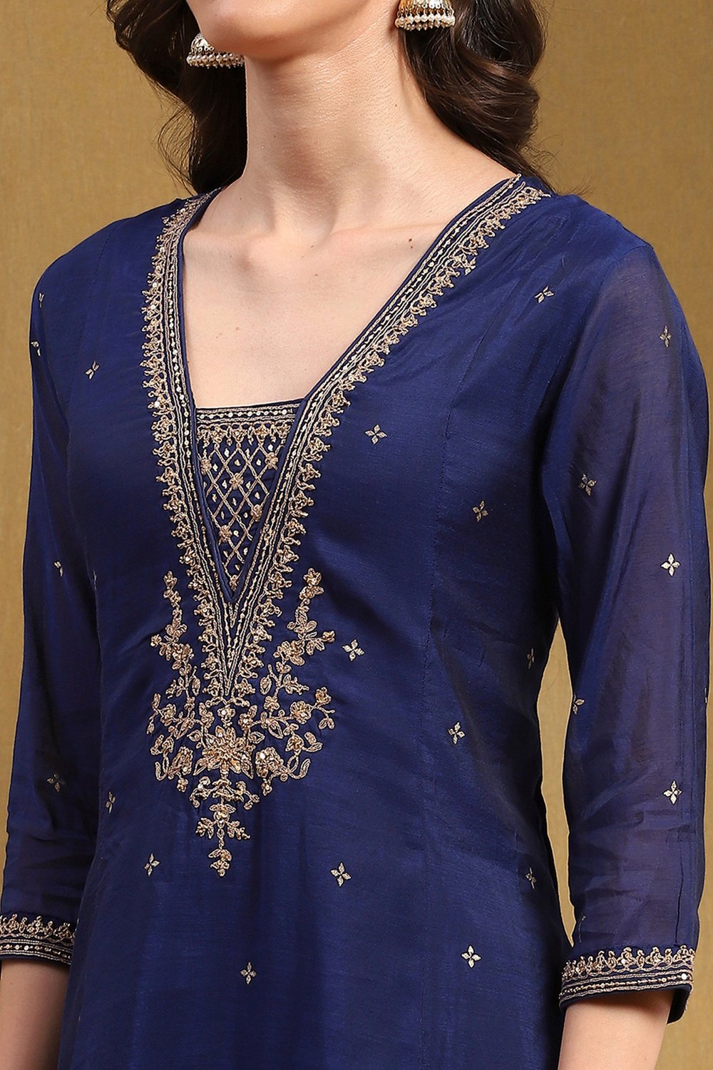 Red Embroidered Festive Kalidar Suit Set image number 1