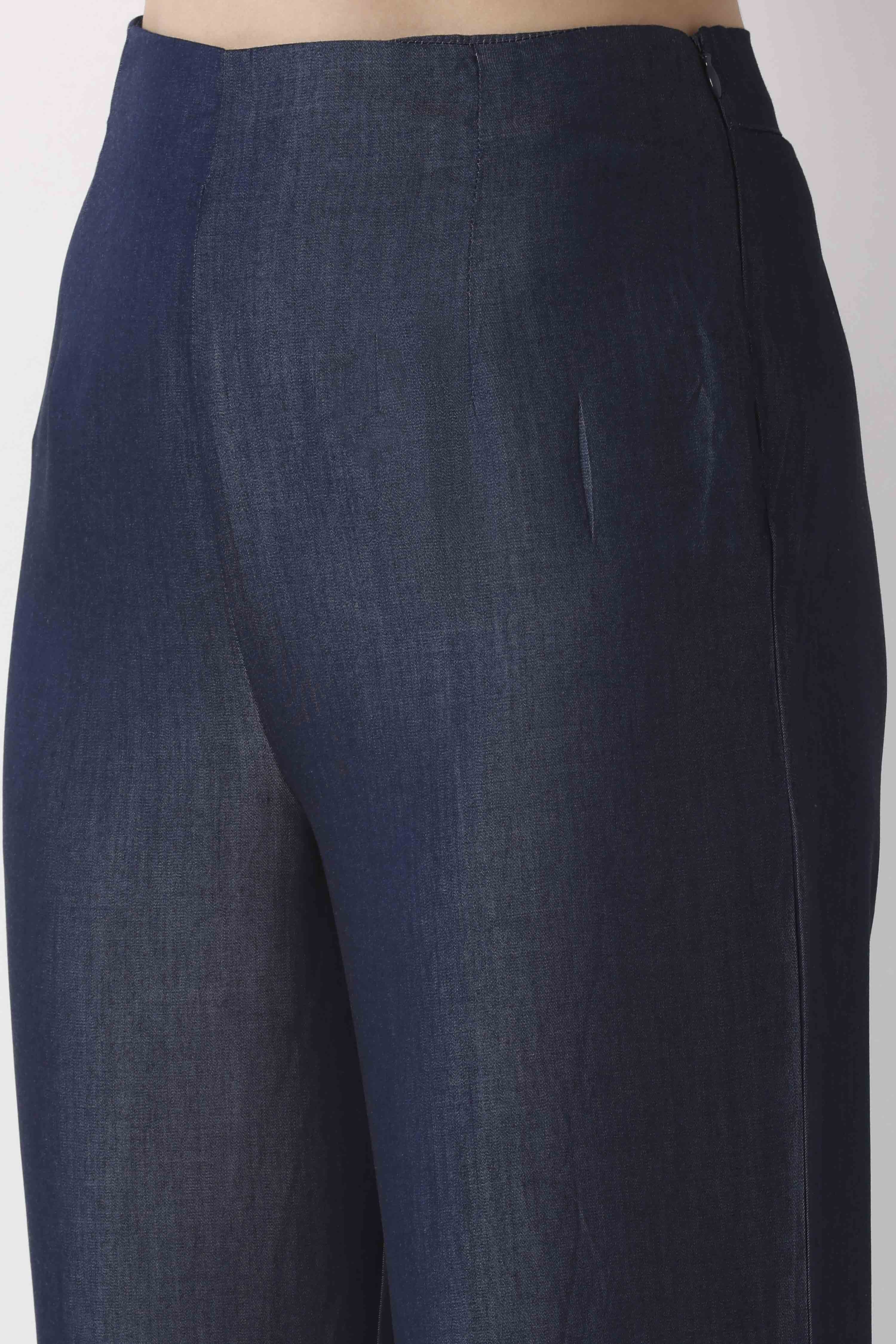 Blue Tencel Slim Pants image number 1