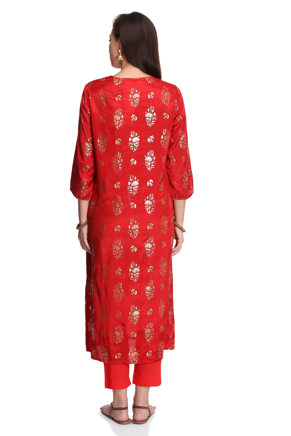 Fuchsia Viscose Straight Printed Kurta image number 5
