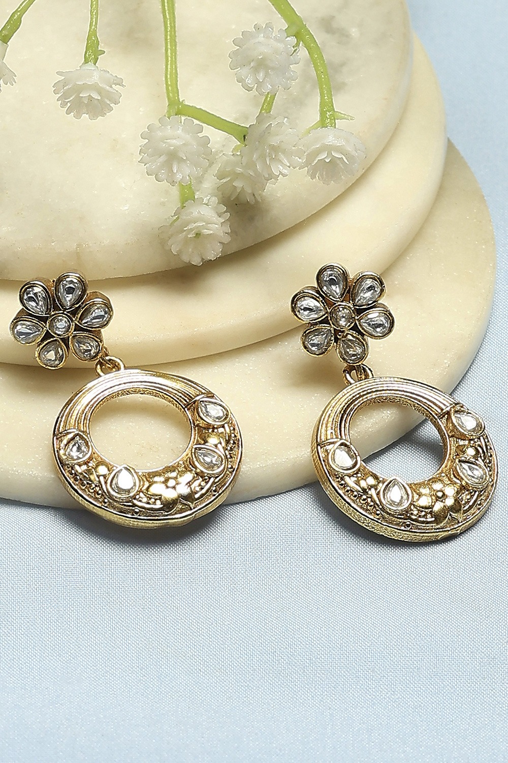 Gold Stone Earrings image number 0