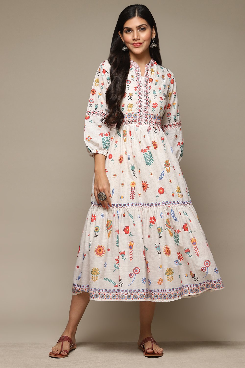 White Cotton Straight Printed Kurta image number 5