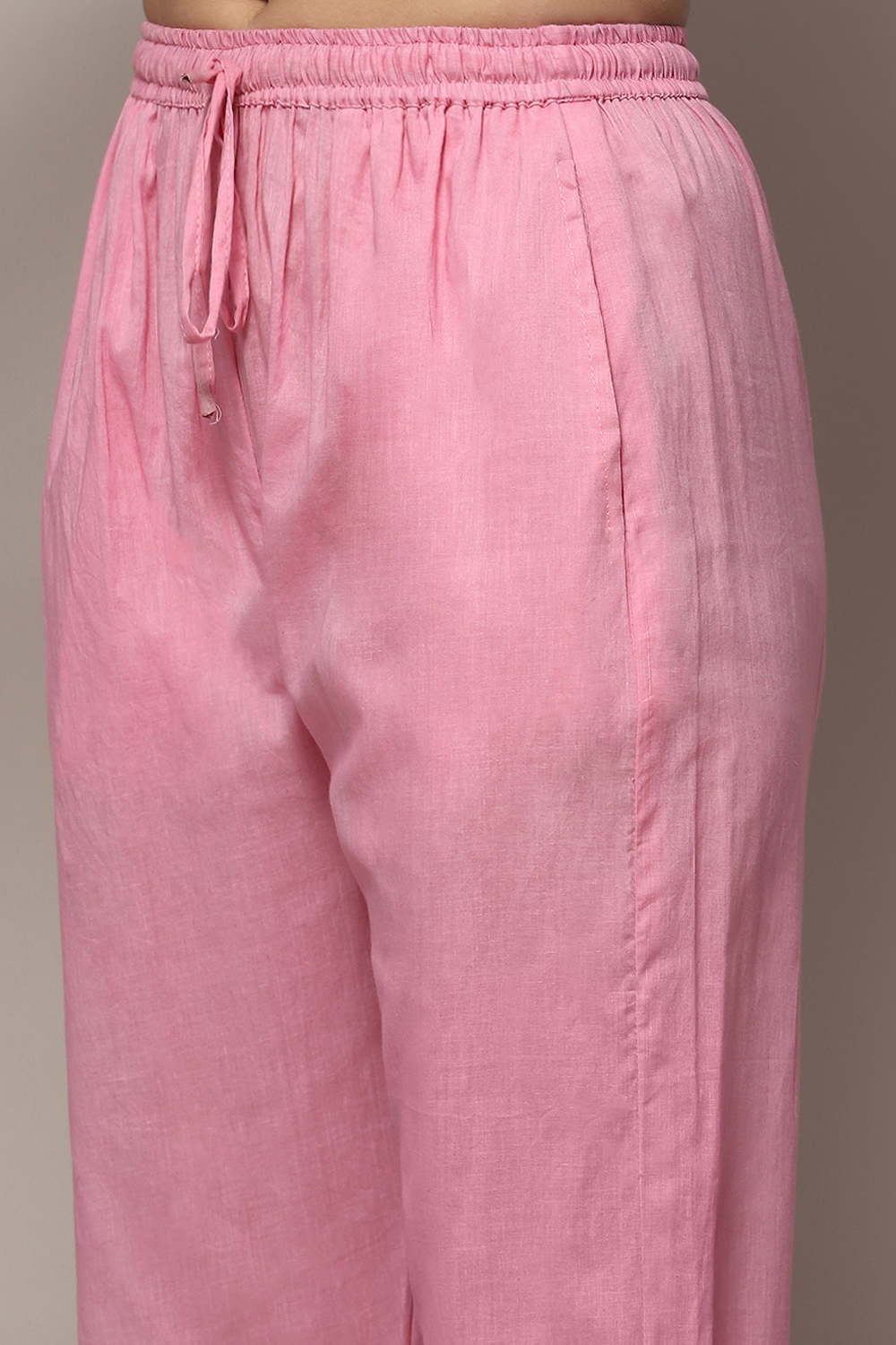 Pink Cotton Blend Unstitched Suit set image number 3