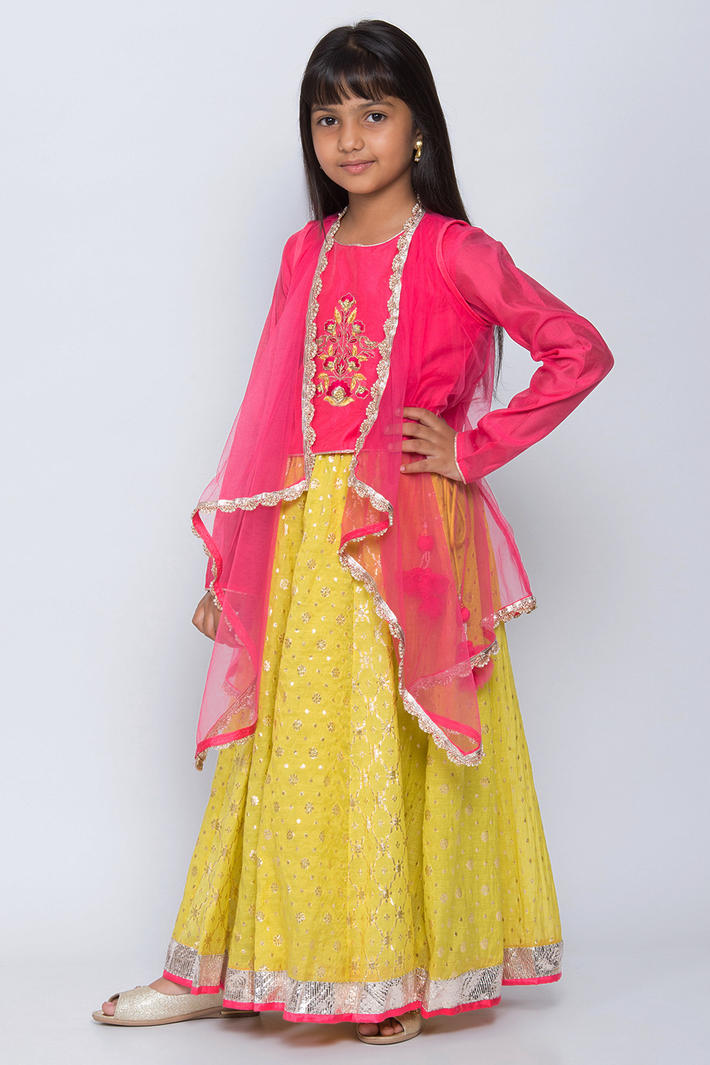 Pink And yellow Lehenga Set image number 3