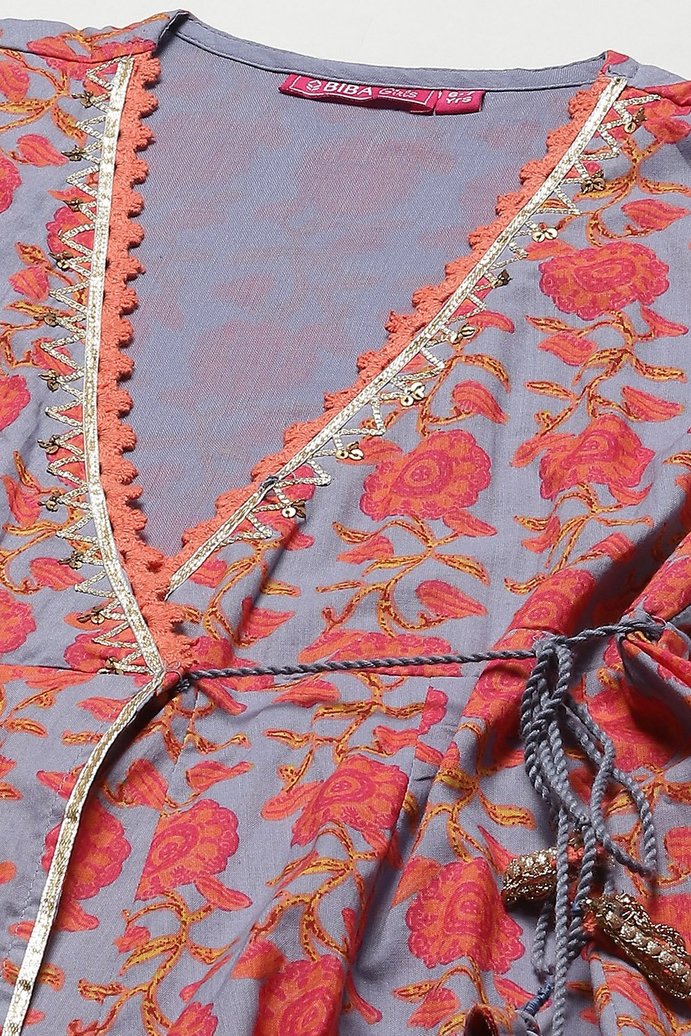 Slate Blue Cotton Anarkali Suit Set image number 1