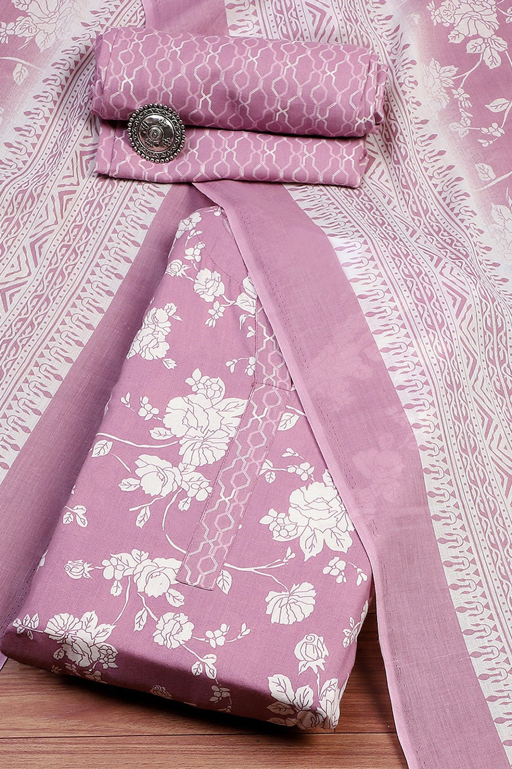 Rama Cotton Screen Print Unstitched Suit Set image number 0