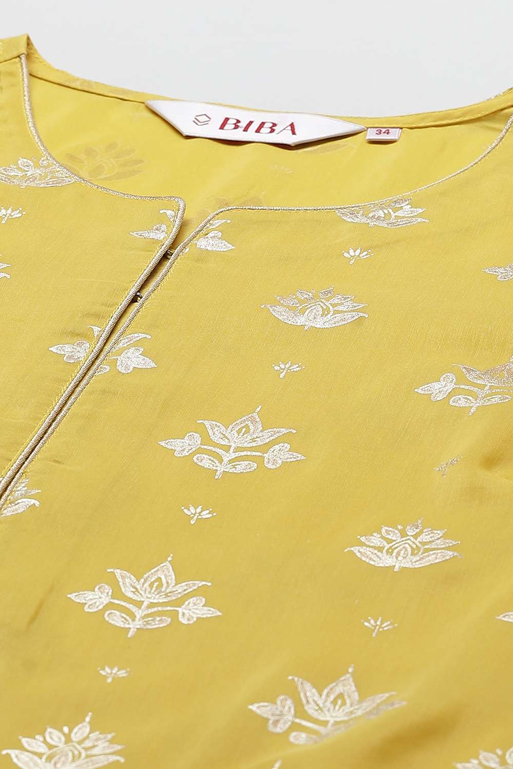 Yellow Art Silk Straight Printed Kurta image number 1