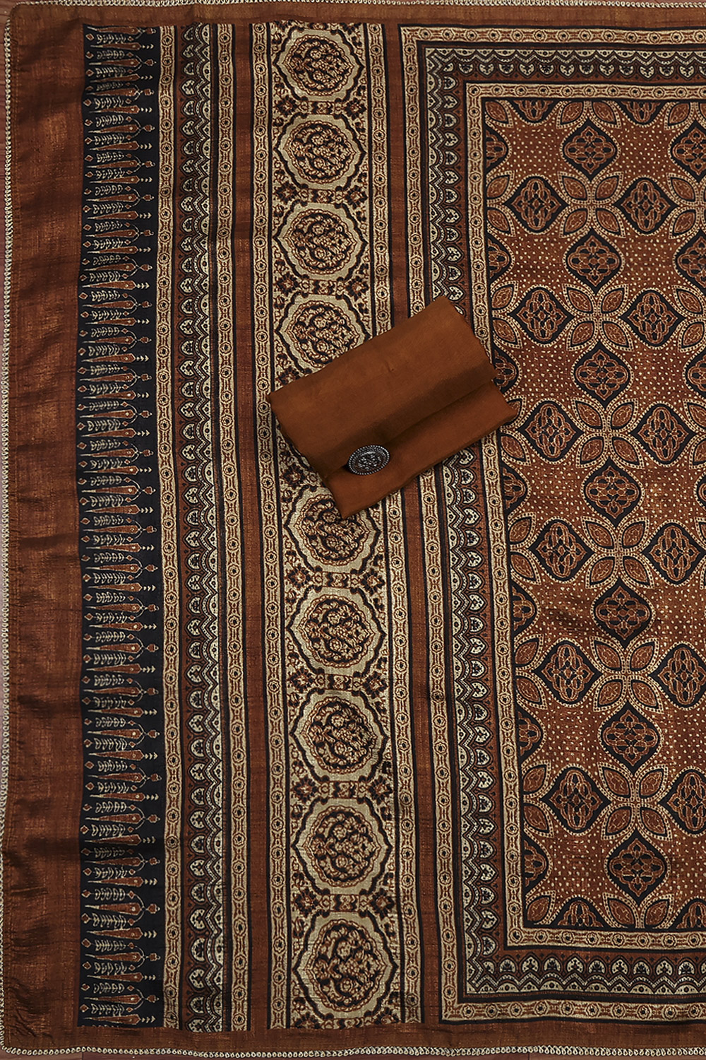 Wine Silk Blend Hand Embroidered Unstitched Suit Set image number 3