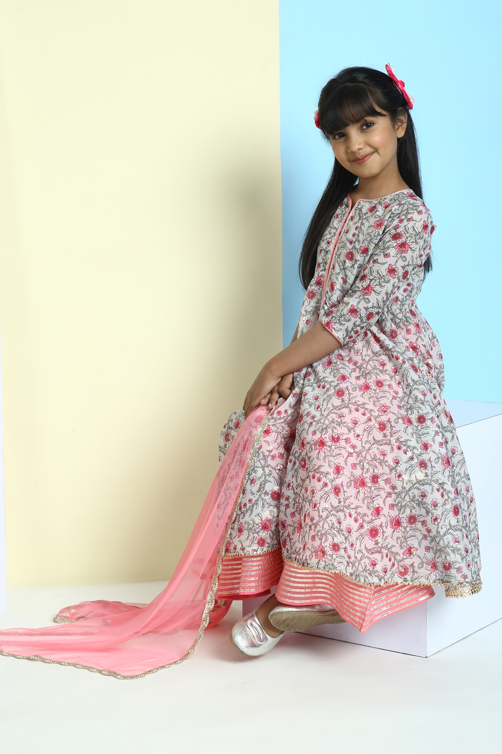 Green Poly Cotton Sharara Kurta Sharara Suit Set image number 4
