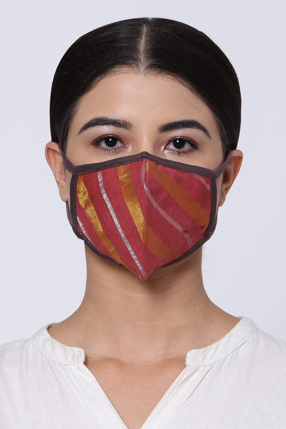 Red Cotton Yarndyed Face Mask image number 0