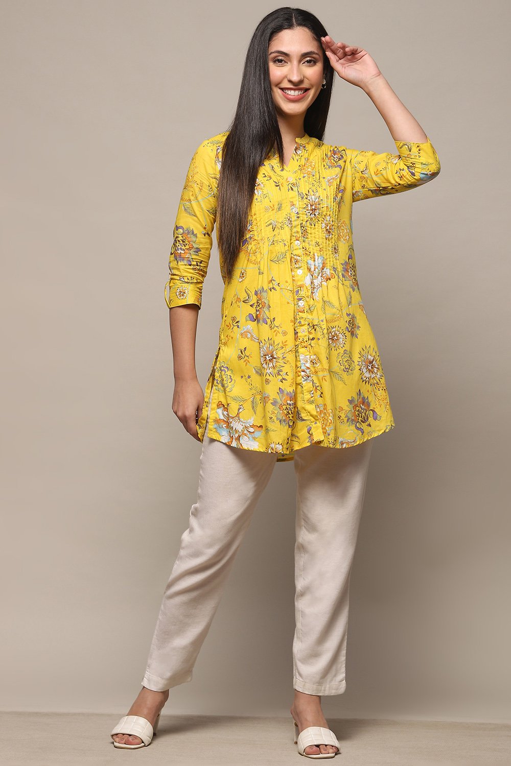 Yellow Rayon Straight Kurti image number 0