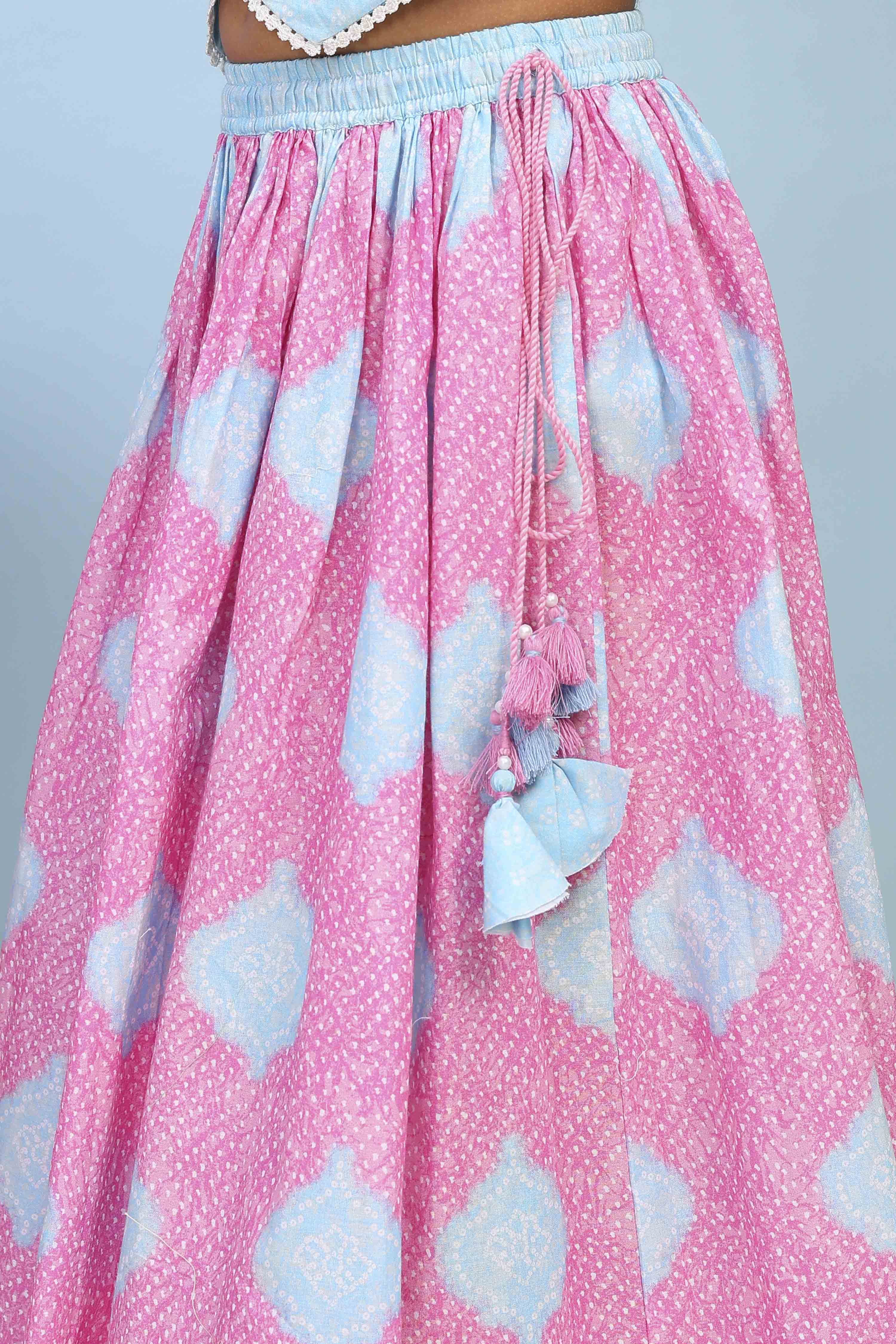 Blue Cotton Printed Straight Lehenga Set image number 2