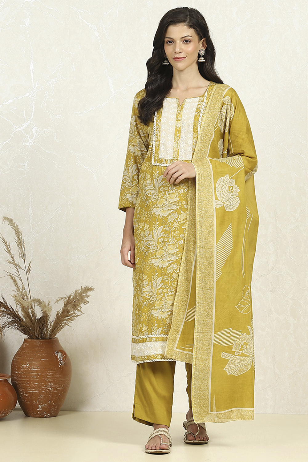 Purple Cotton Unstitched Suit Set image number 7