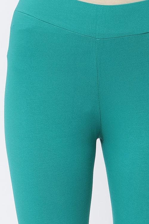 Green Cotton Lycra Leggings image number 1