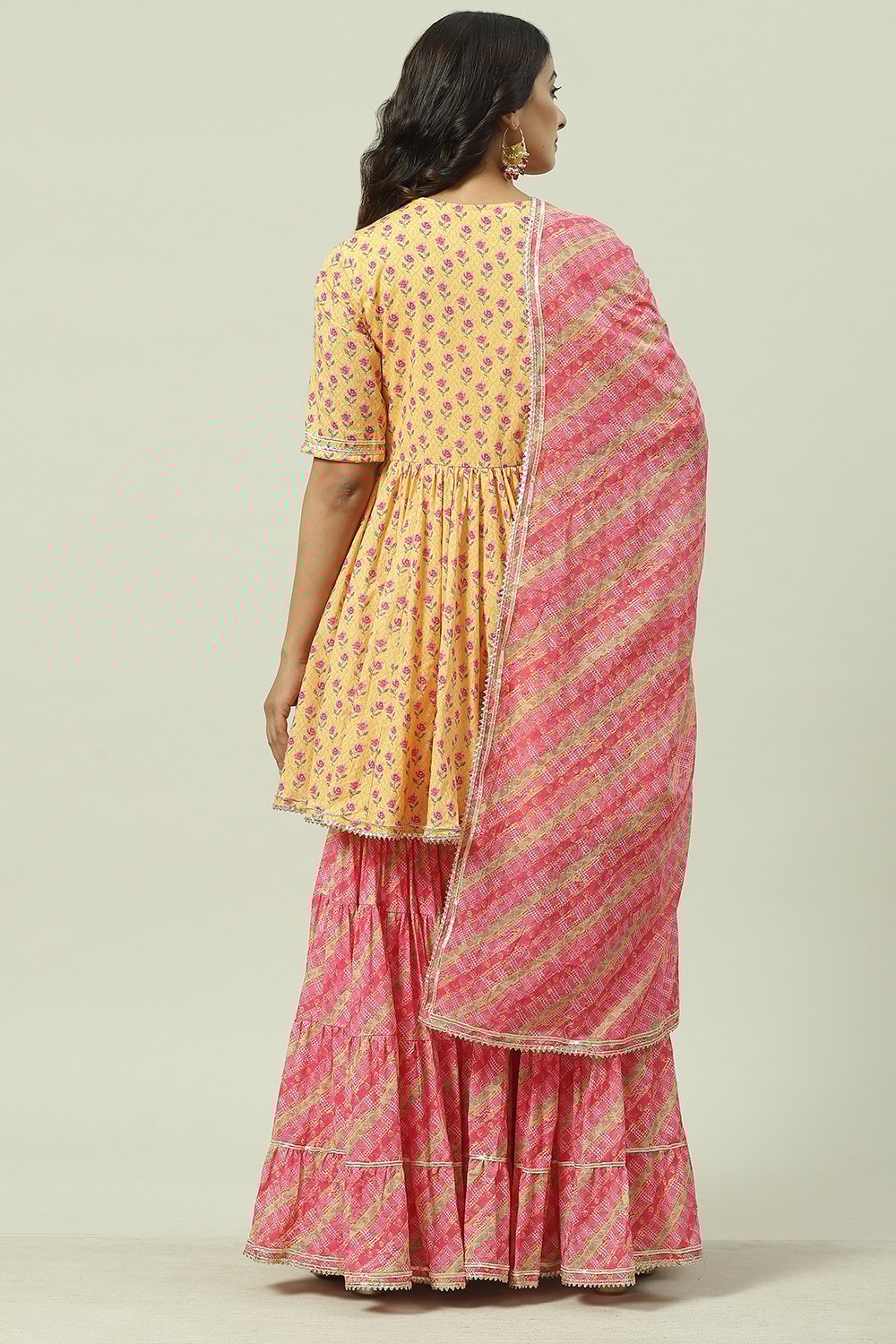 Mango Cotton Flared Kurta Garara Suit Set image number 4