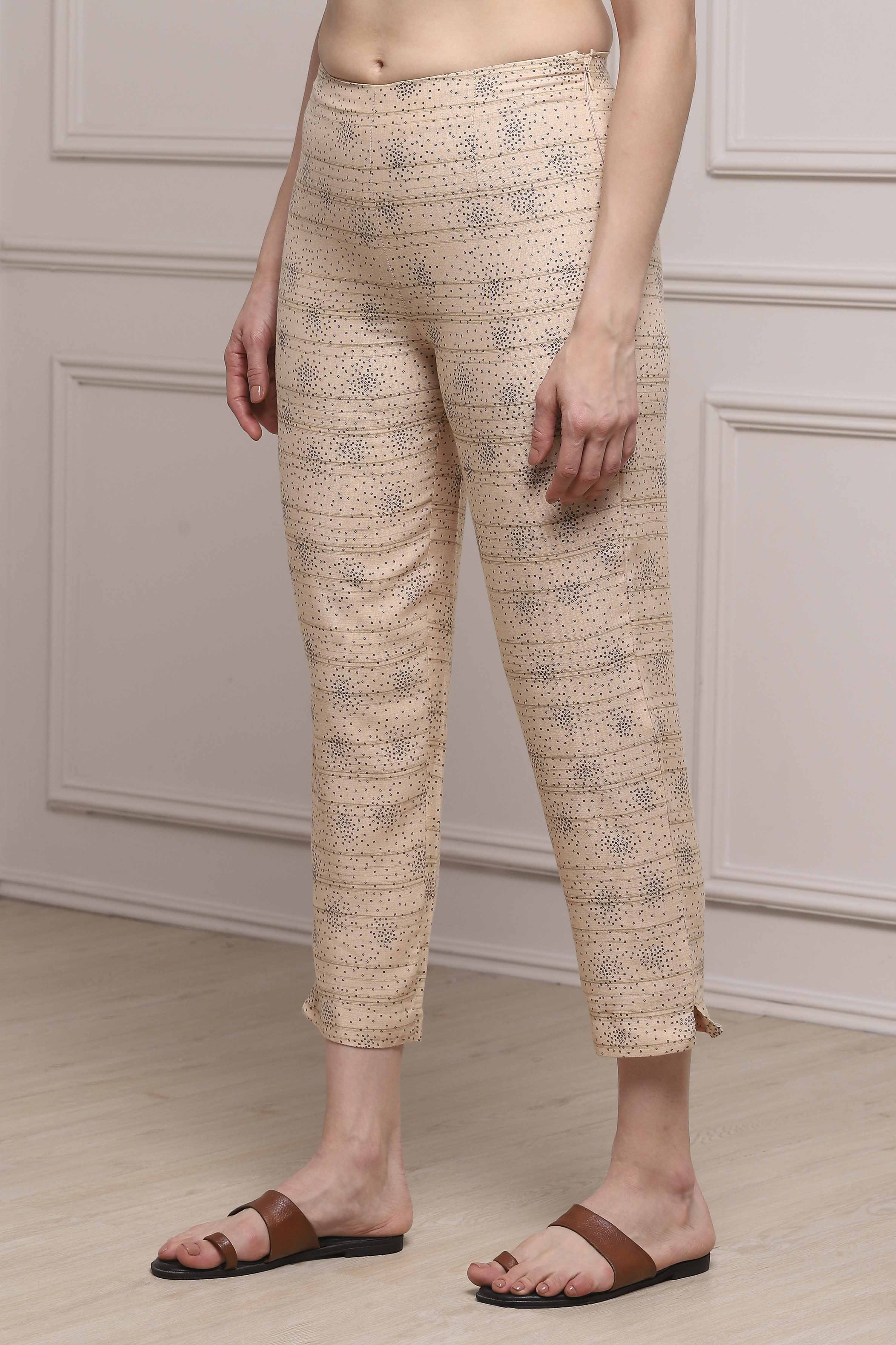 Beige Rayon Pants image number 2