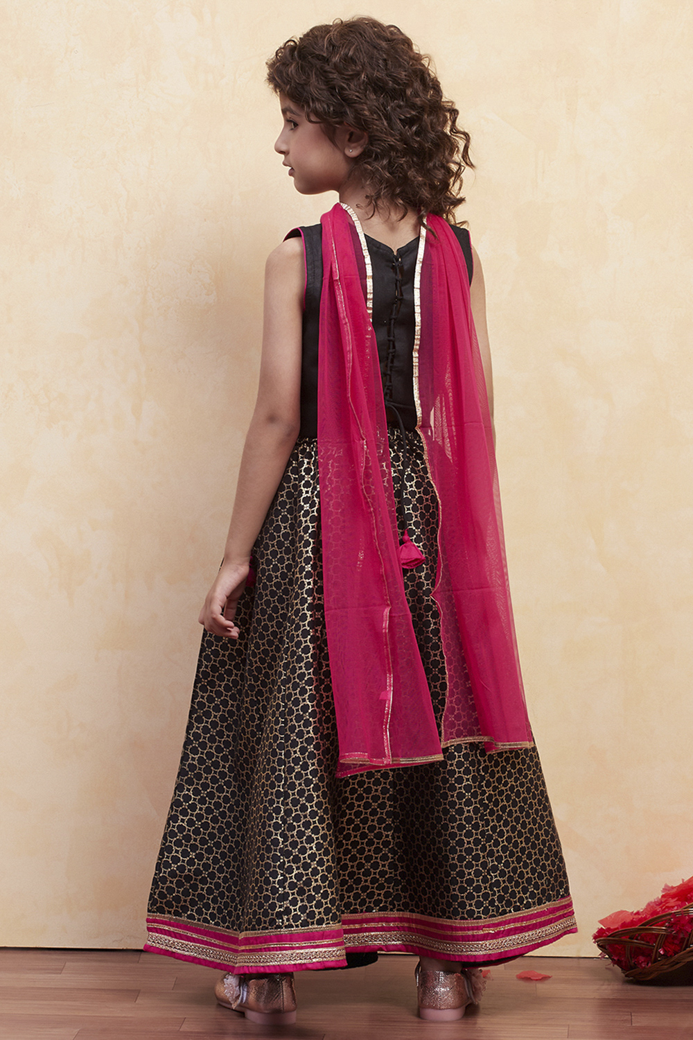 Black Polyester Lehenga Set image number 4