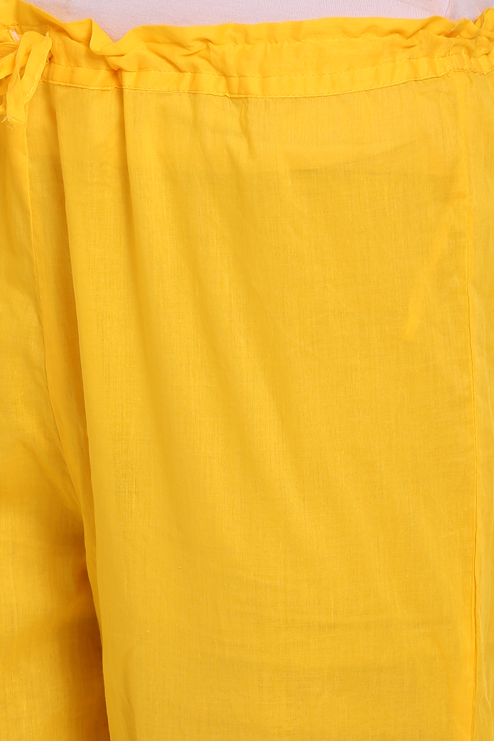 Yellow Cotton Pants With Drawstring image number 1