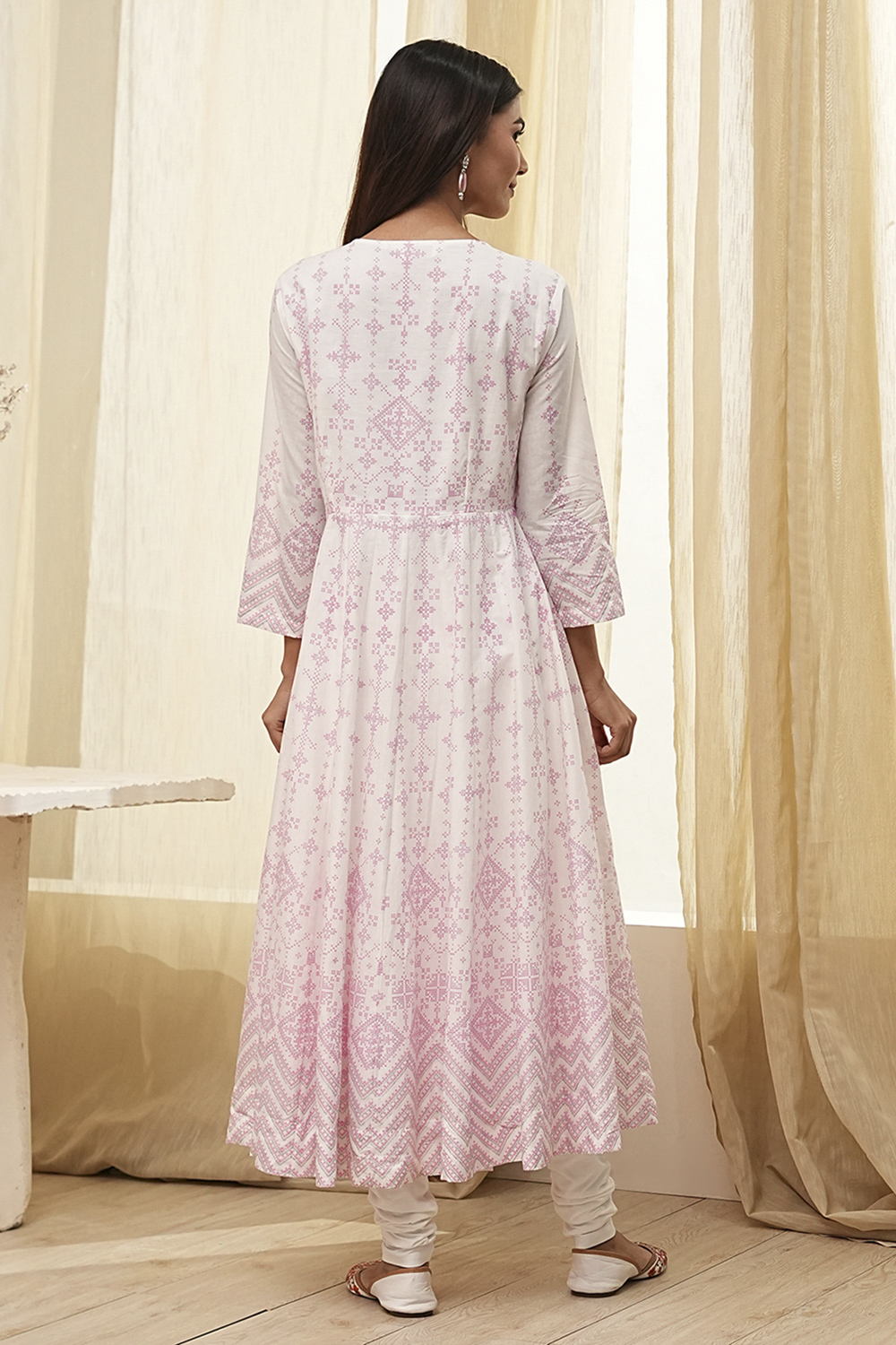 Pink Cotton Anarkali Suit Set image number 4