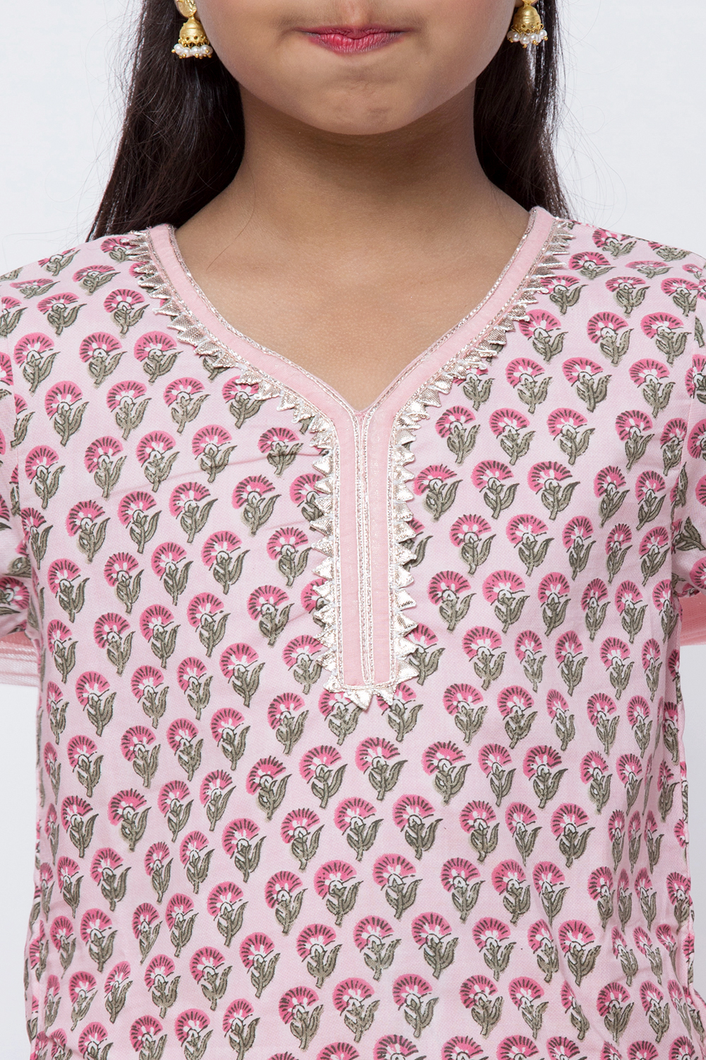 Light Pink Cotton Sharara Kurta Sharara Suit Set image number 1