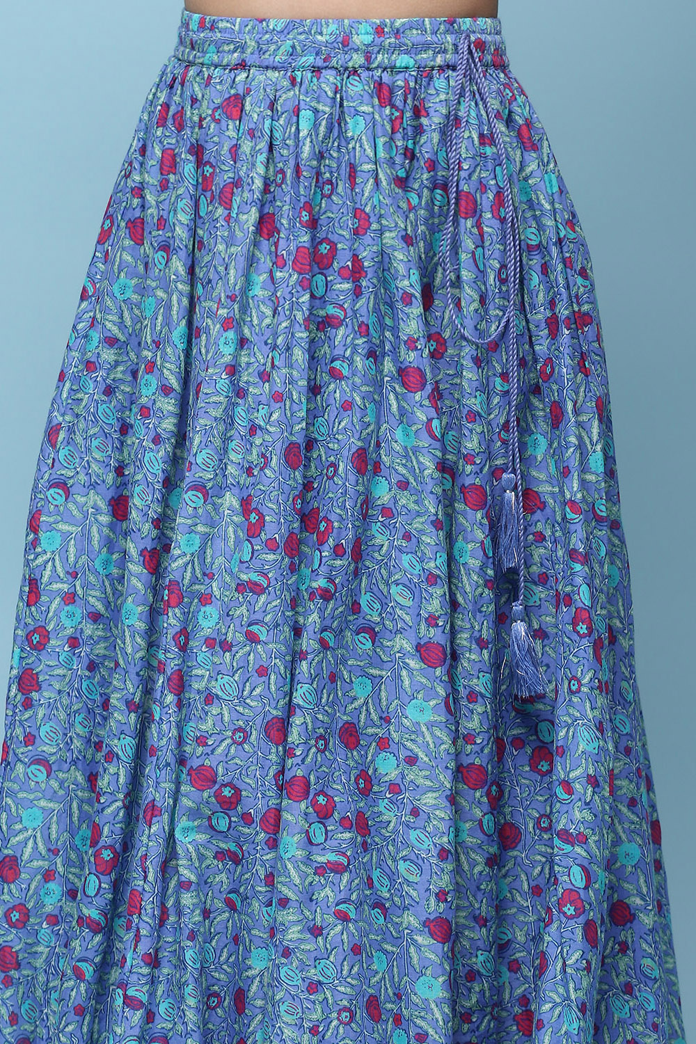 Purple Cotton Straight Printed Kurta Skirt Suit Set image number 2