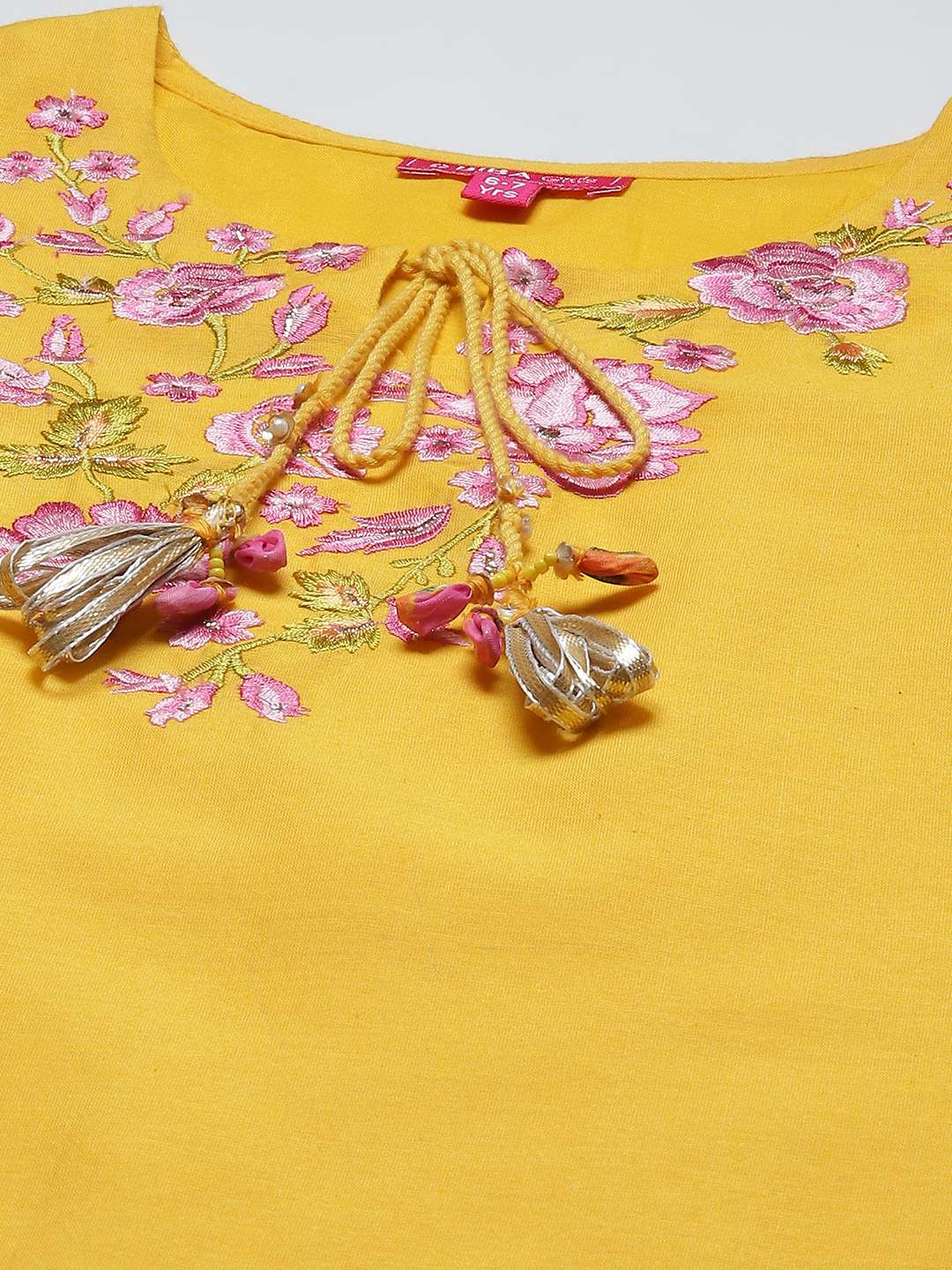 Yellow & Violet Art Silk Straight Kurta Garara Suit Set image number 1