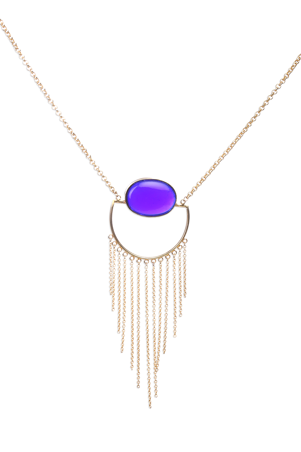 Golden Necklace With Lapis Lazuli Stone image number 1