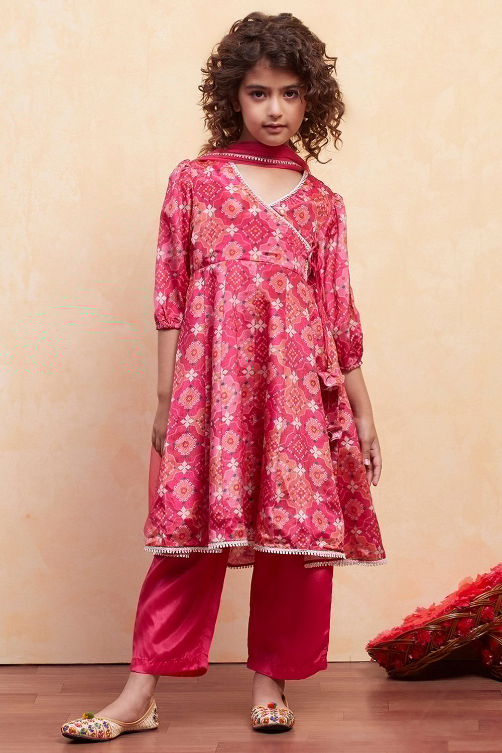 Coral Pink Polyester Flared Suit Set image number 6
