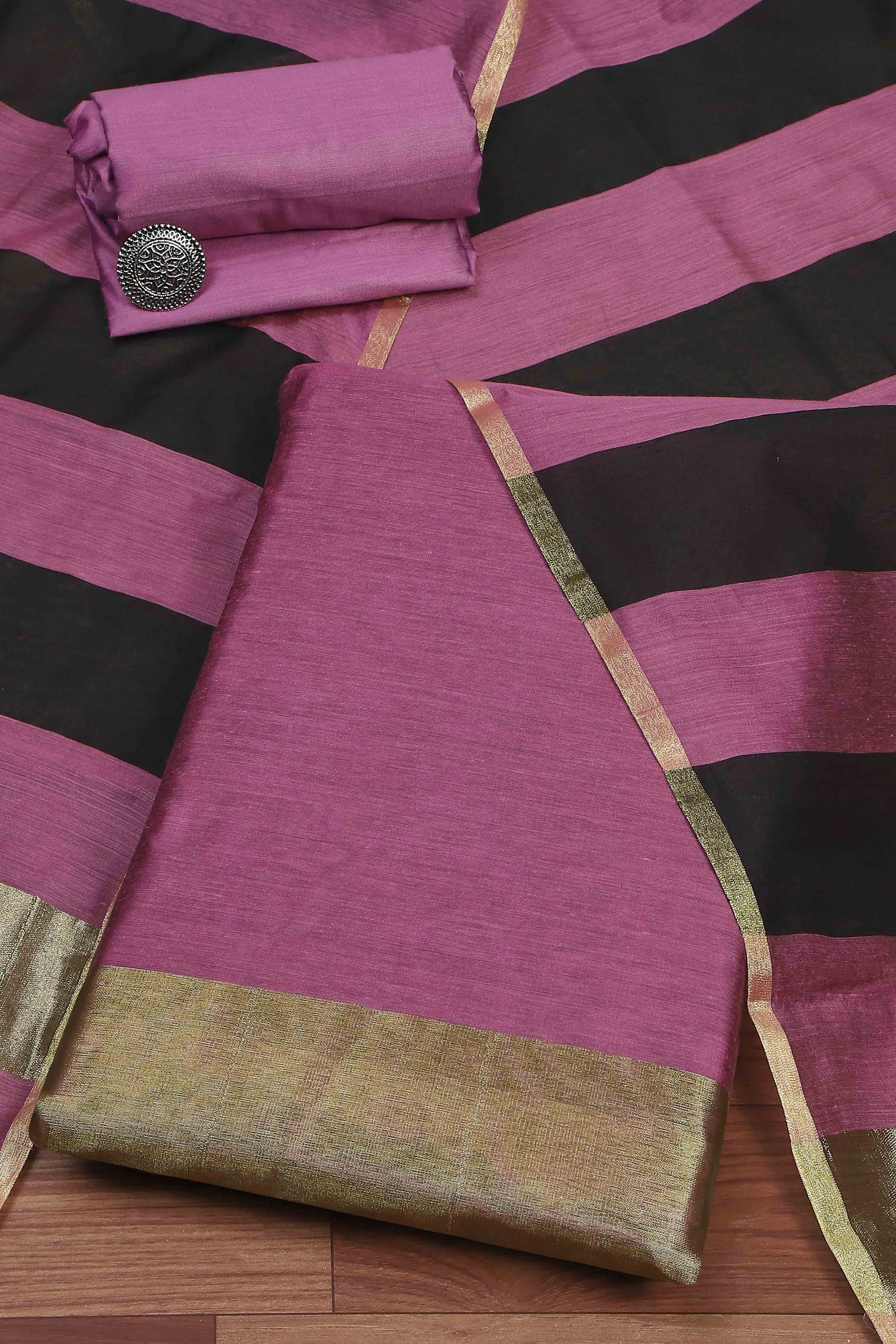 Onion Pink Cotton Unstitched Suit Set image number 0