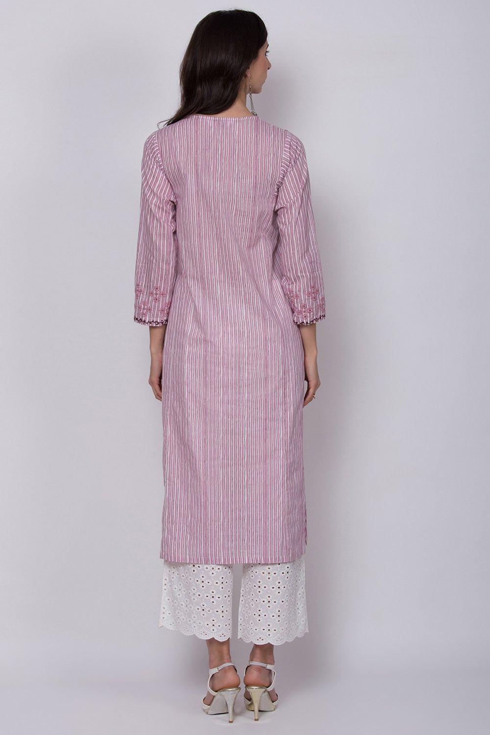 Pink Straight Kurta Palazzo Suit Set image number 5