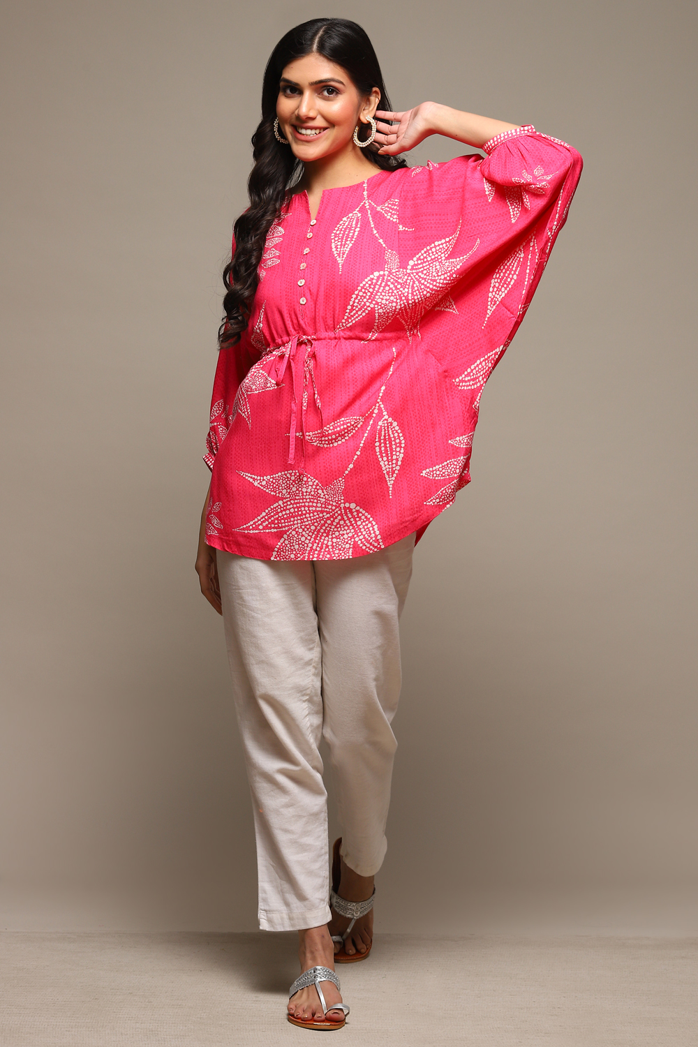 Blue LIVA Straight Printed Top image number 0