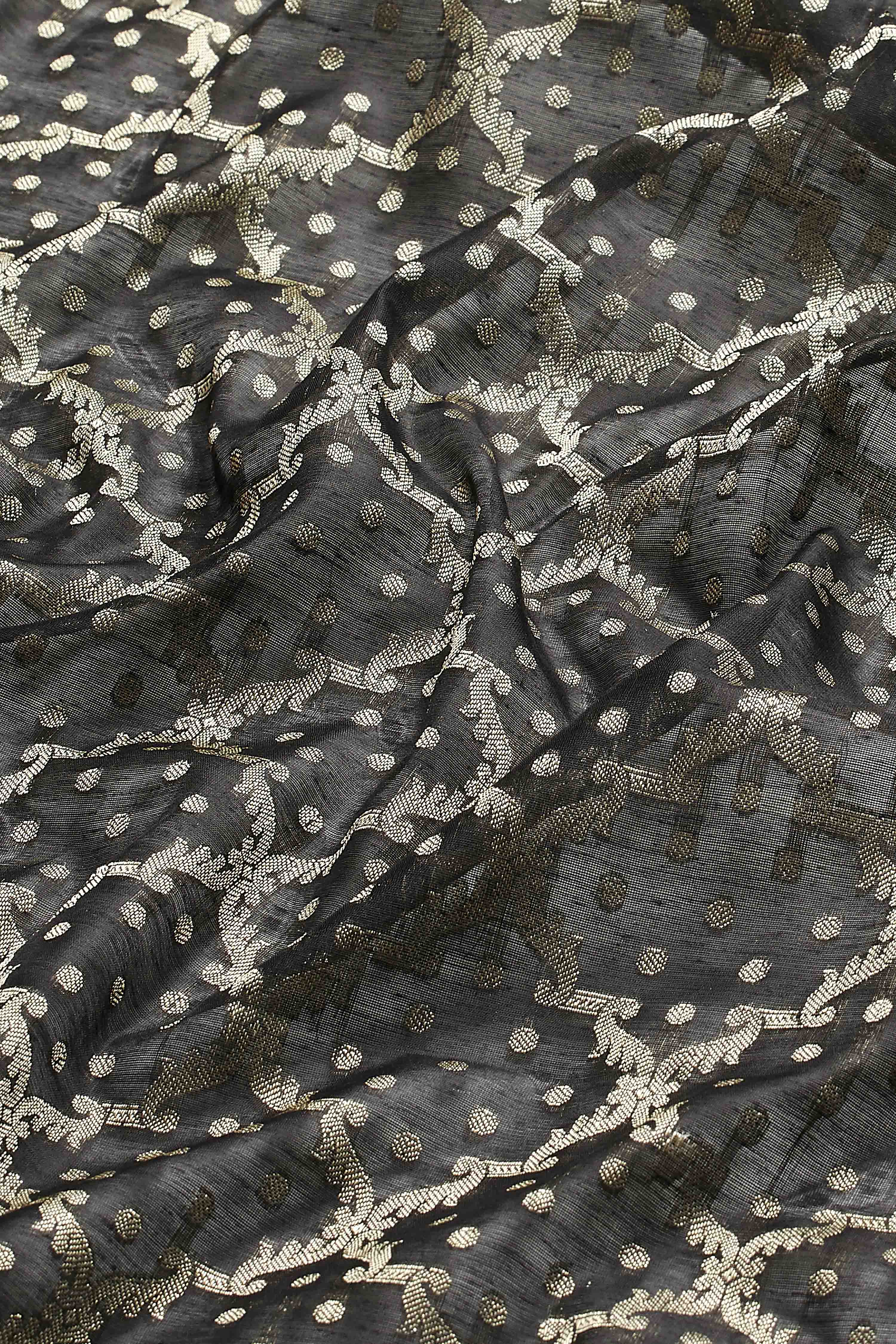 Black Poly Woven Design Dupatta image number 2