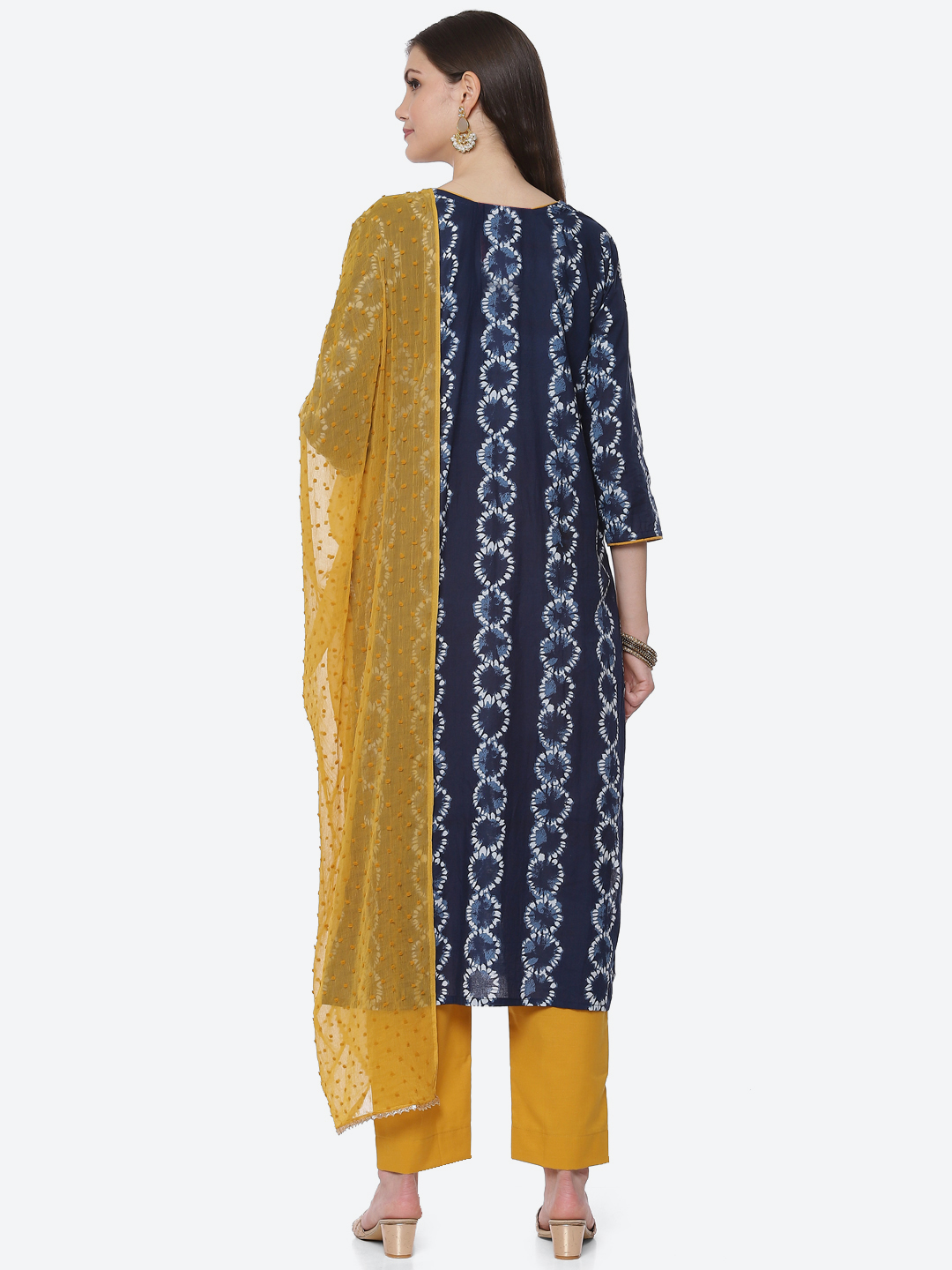 Indigo Cotton Unstitched Suit Set image number 4
