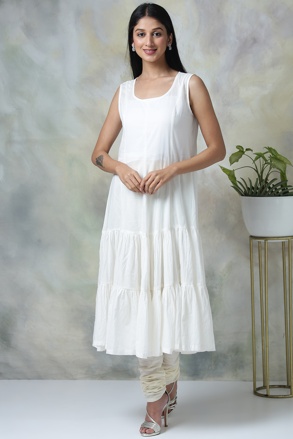 Peach Cotton Double Layered Printed Kurta image number 5