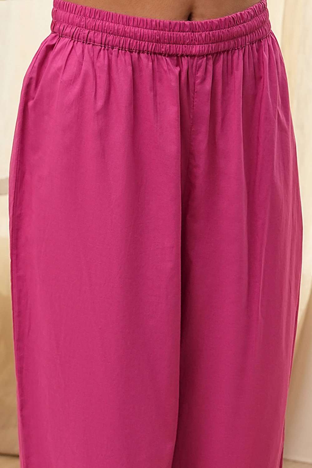 Onion Pink Cotton Printed Anarkali Suit Set image number 2
