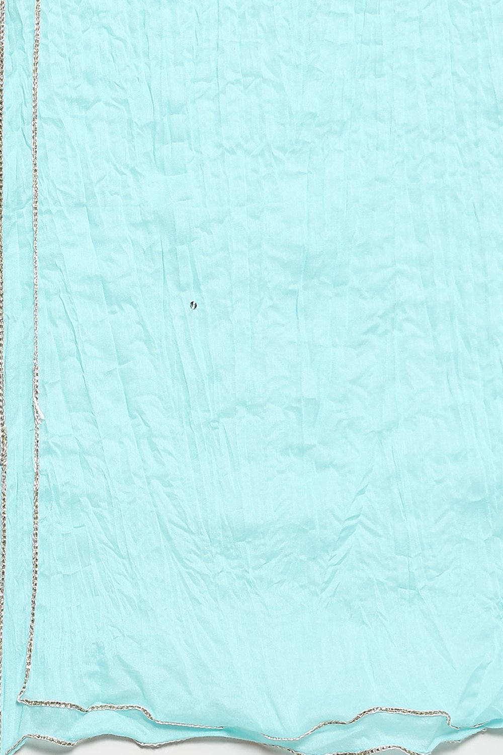 Turquoise Cotton Blend Layered Kurta Churidar Suit Set image number 4