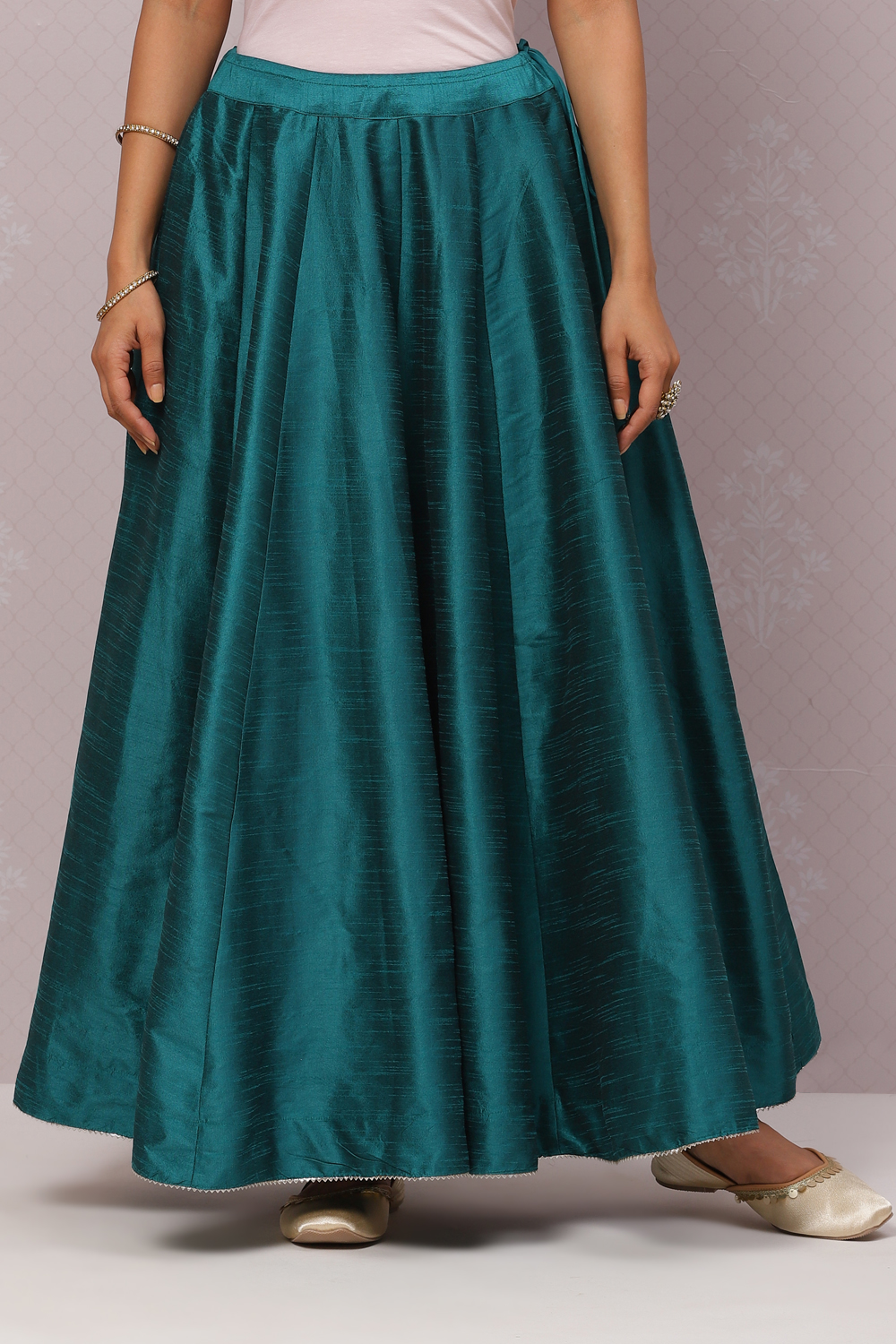 Peacock Flared Art Silk Skirts image number 2