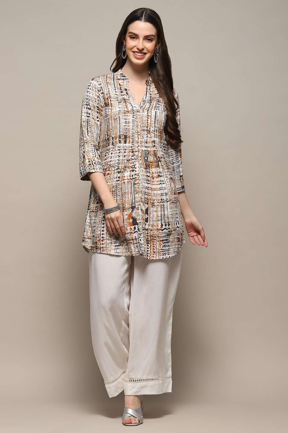 Brown Rayon Straight Kurti image number 0