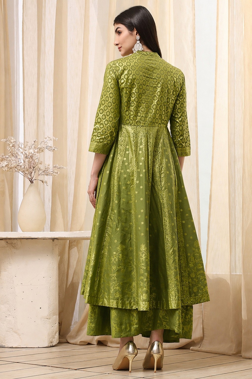 Lavender Cotton Layered Anarkali Dress image number 4