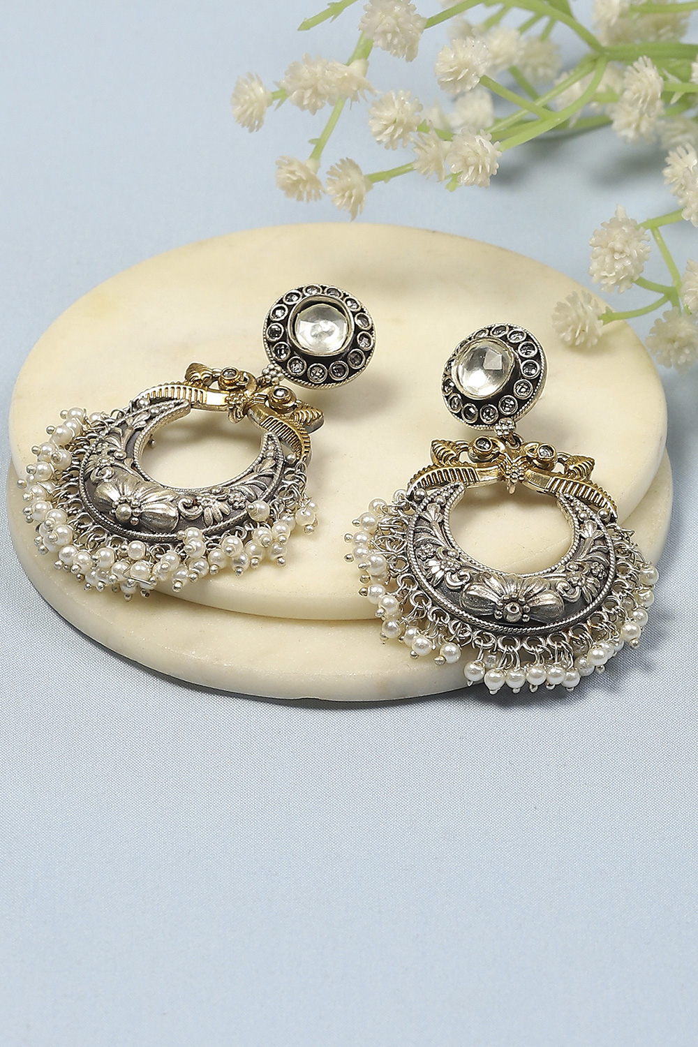 Off White Brass Chaandbali image number 0