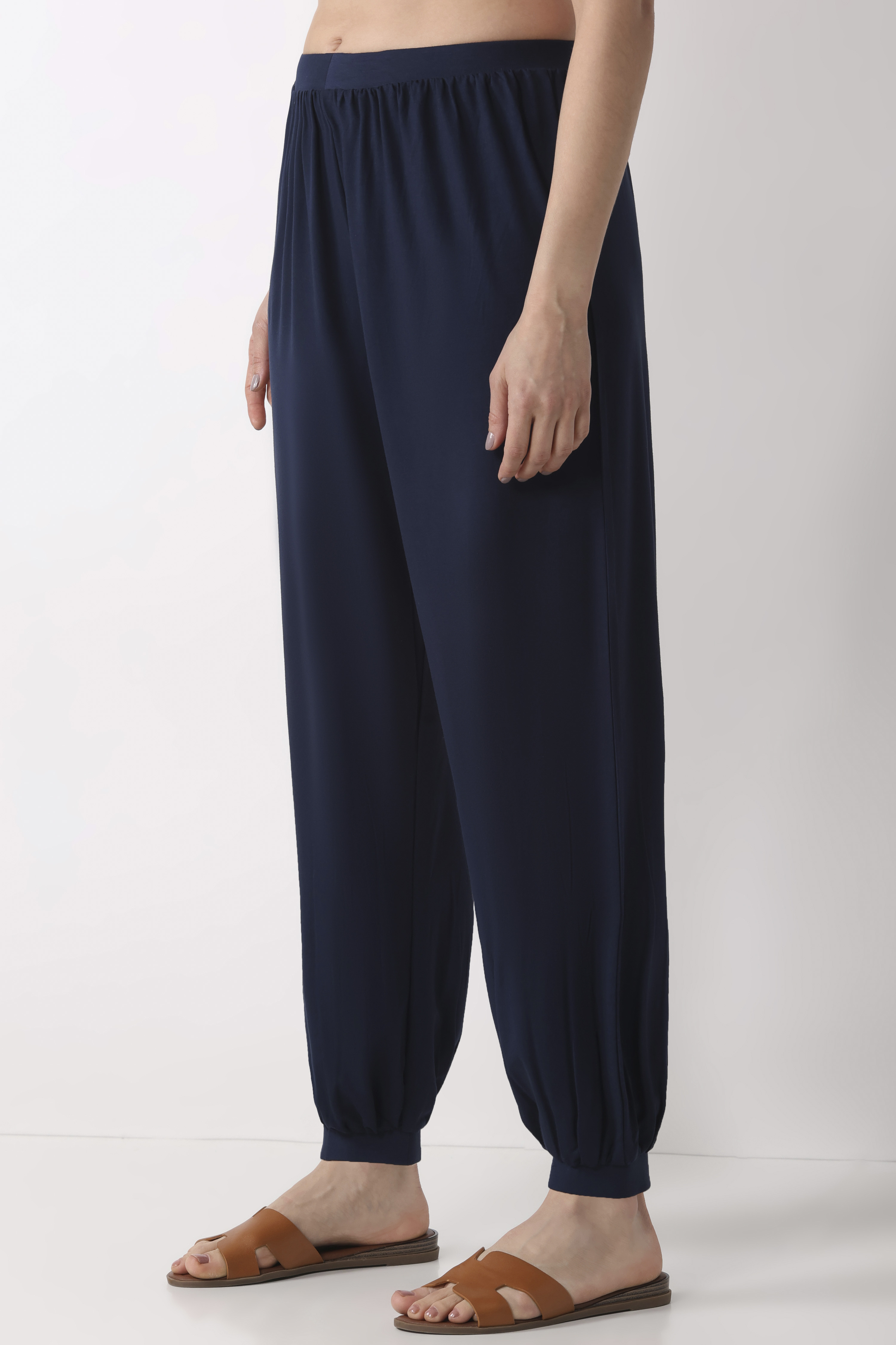 Beige Viscose Lycra Harem Pants image number 2