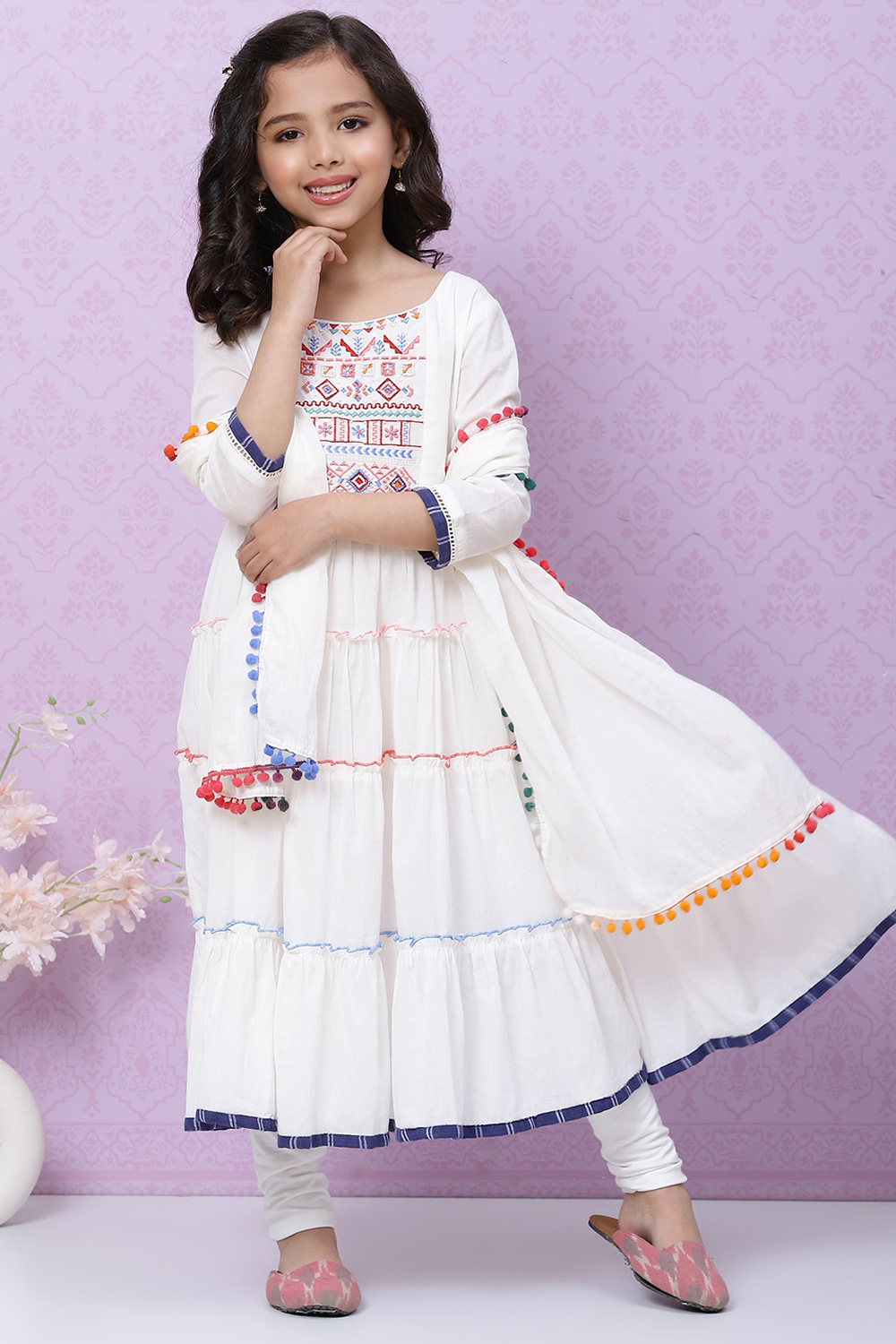 White clearance frock churidar