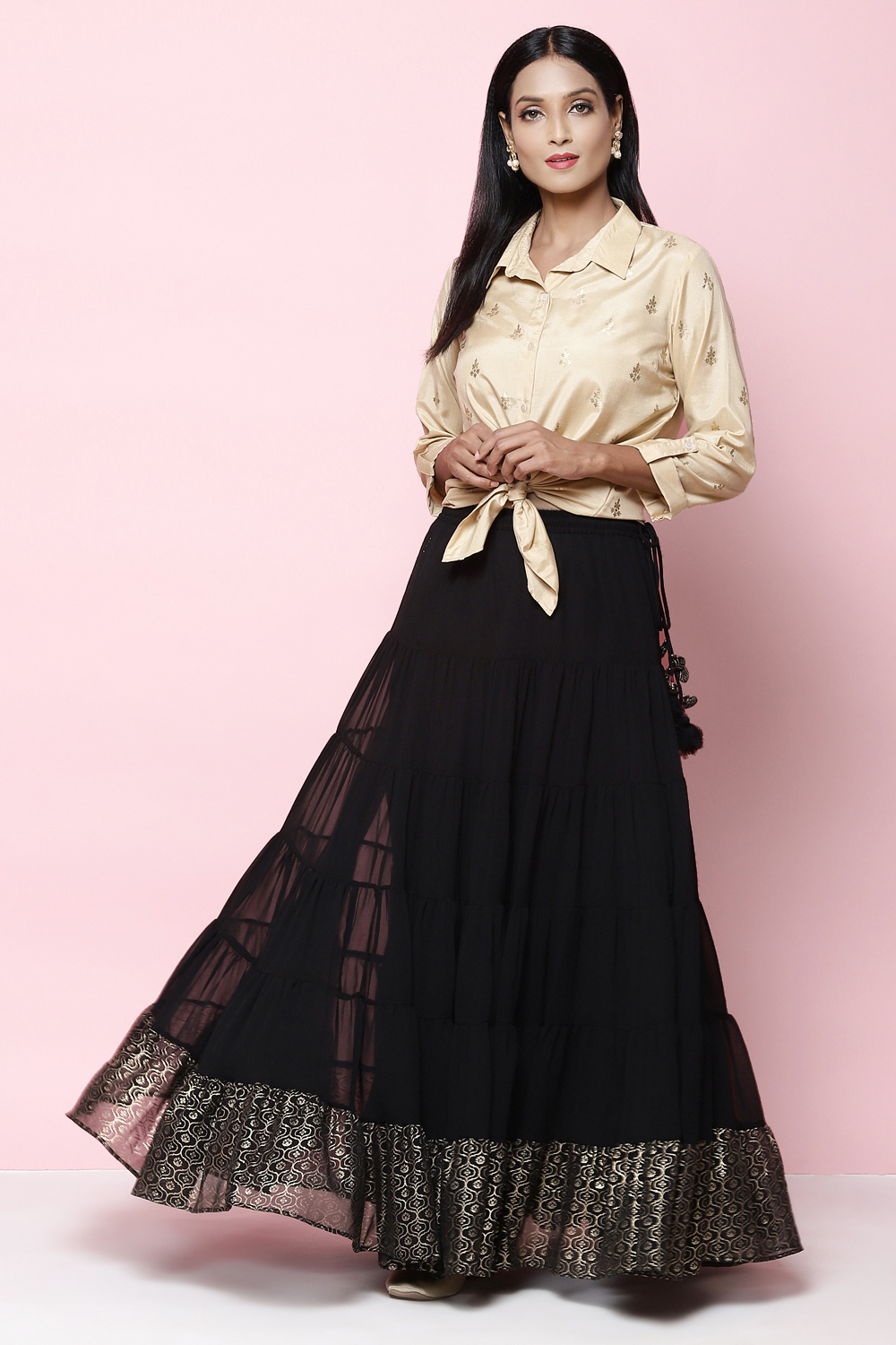 Off White Straight Art Silk Printed Short Kurti image number 0