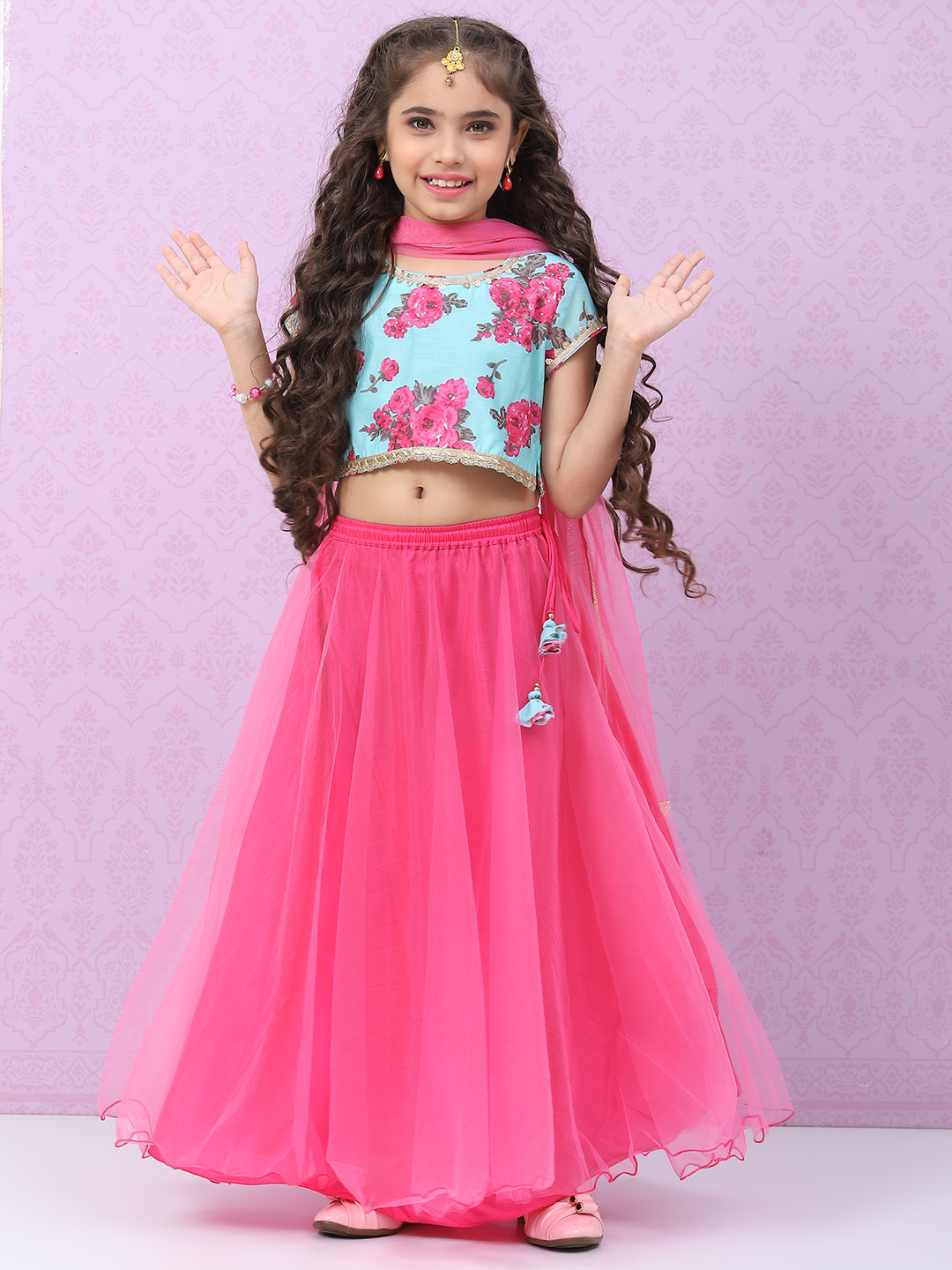 Pink Art Silk Lehenga Set image number 7
