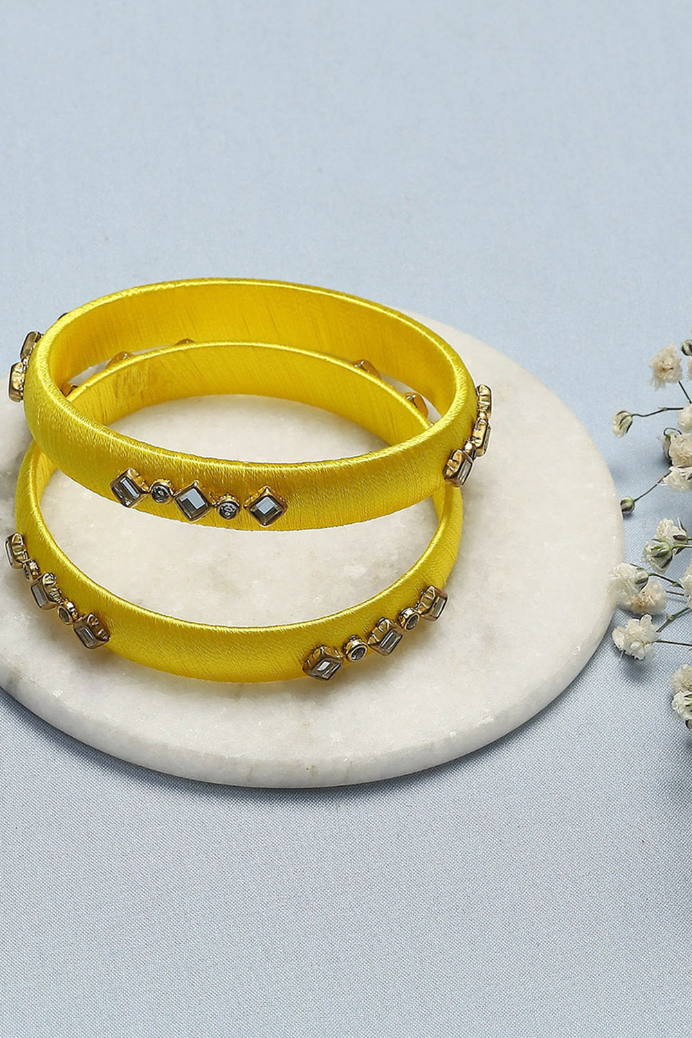 Yellow Plastic & Thread Bangles image number 0