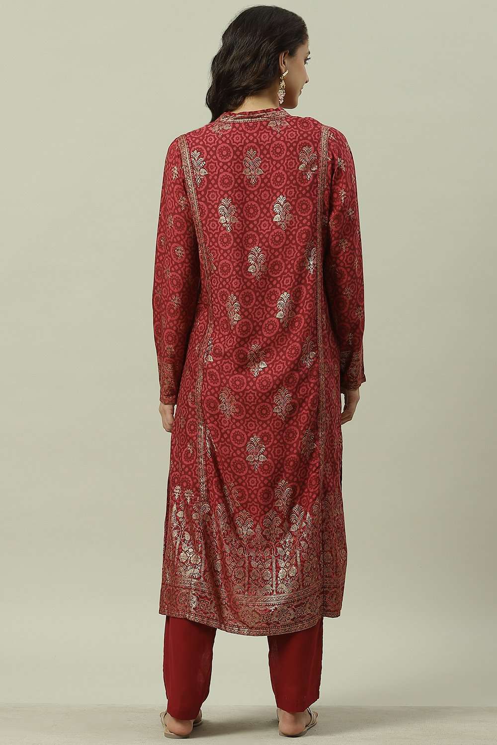 Green Rayon Straight Printed Kurta image number 4