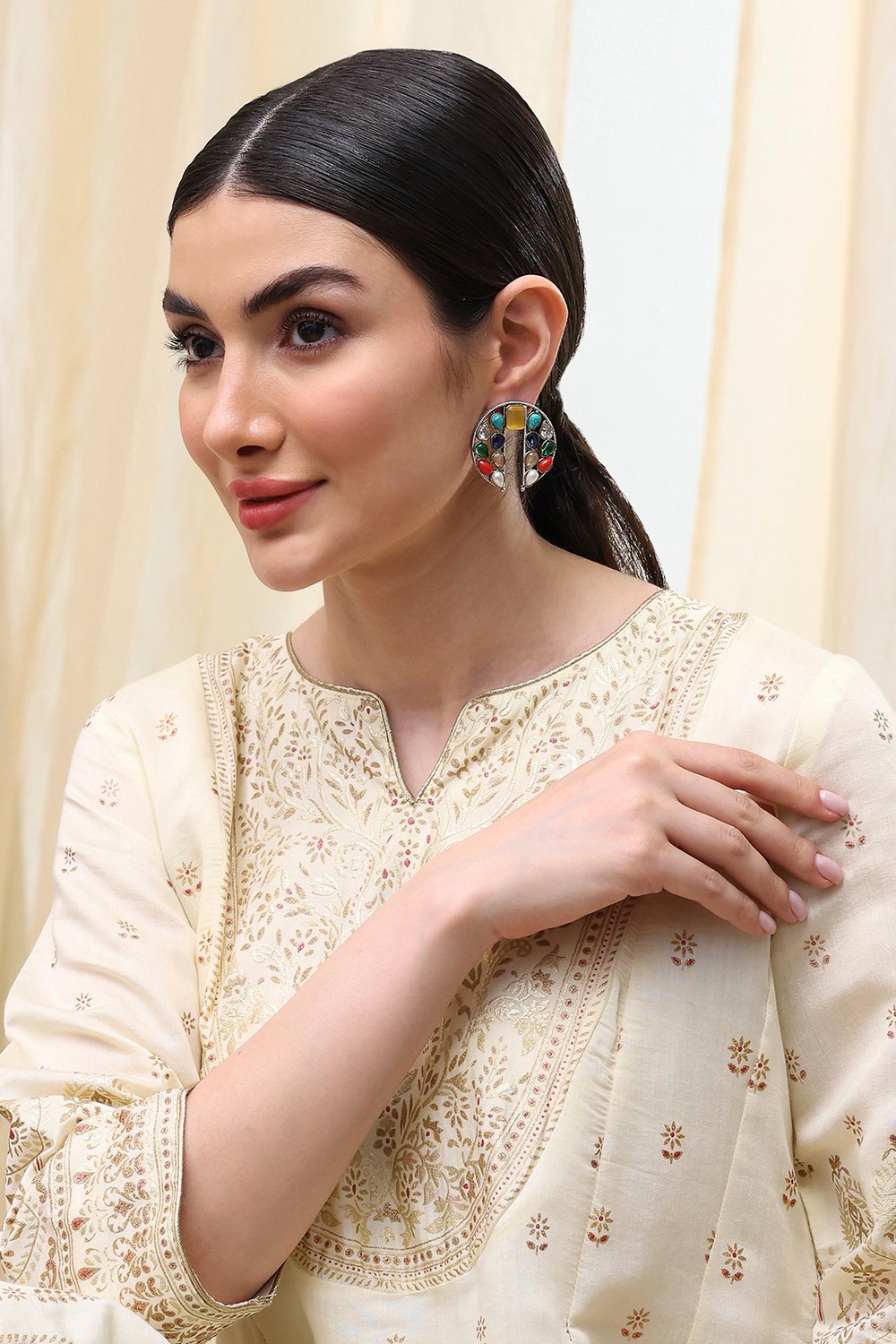 Multi-Colored Gold-Plated Studs image number 3