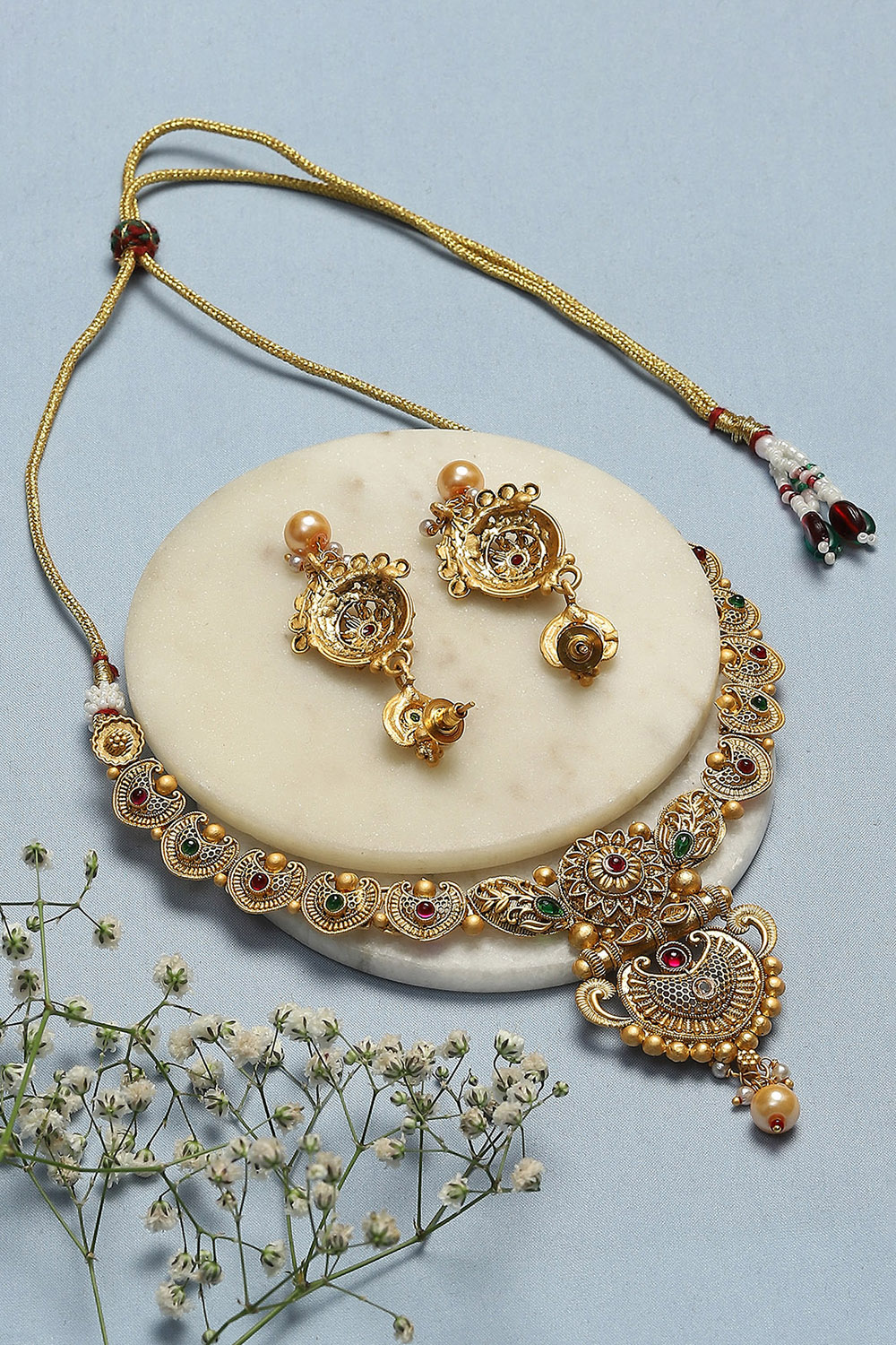 Gold Brass Necklace Set